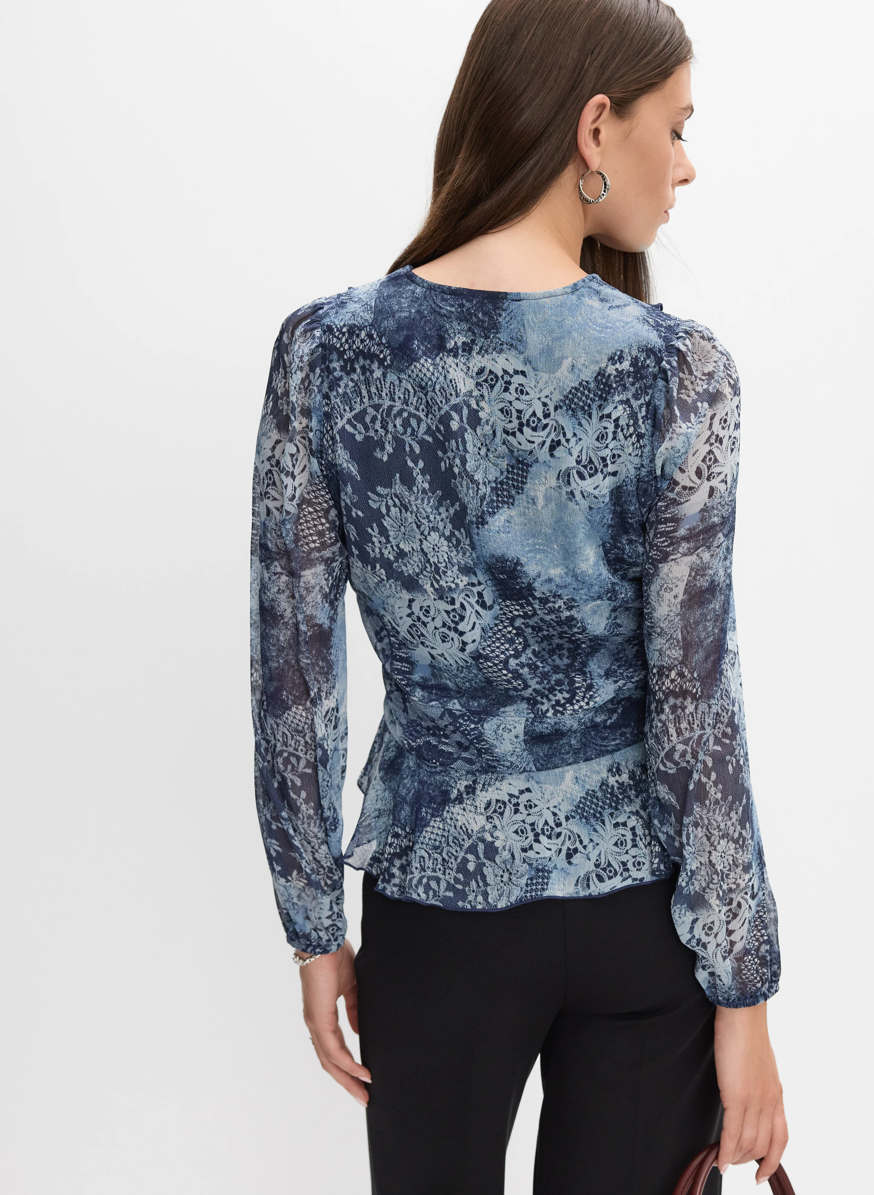 Lace Print Chiffon Blouse - Image 4