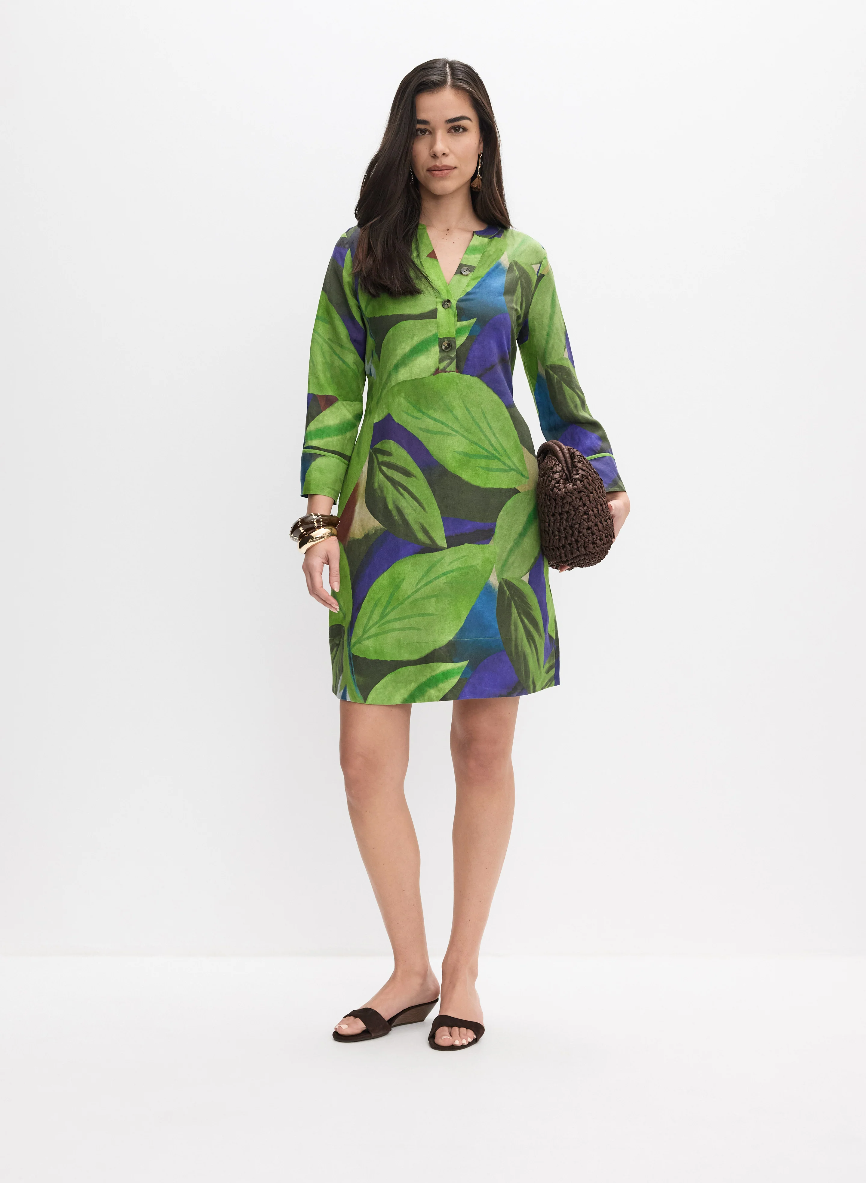 Leaf Print Short Dress