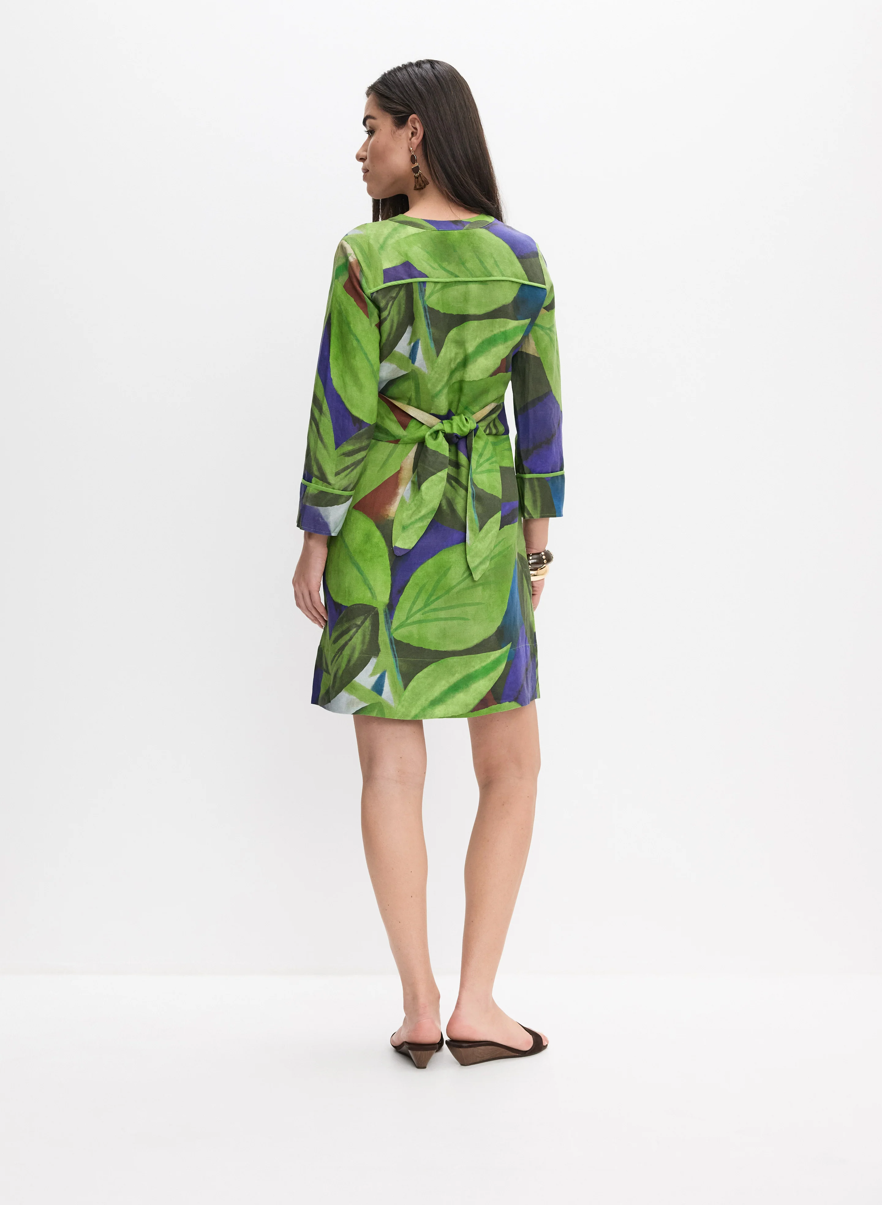 Leaf Print Short Dress - Image 3