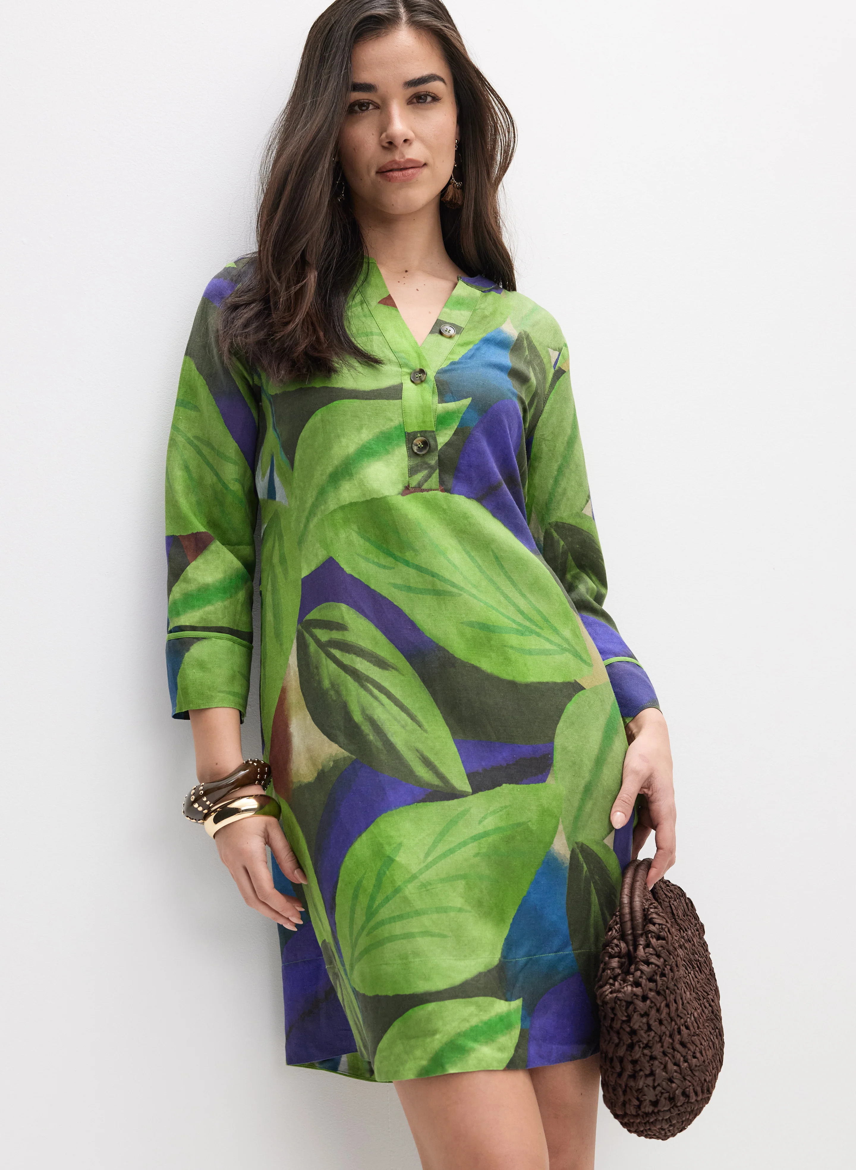 Leaf Print Short Dress - Image 4