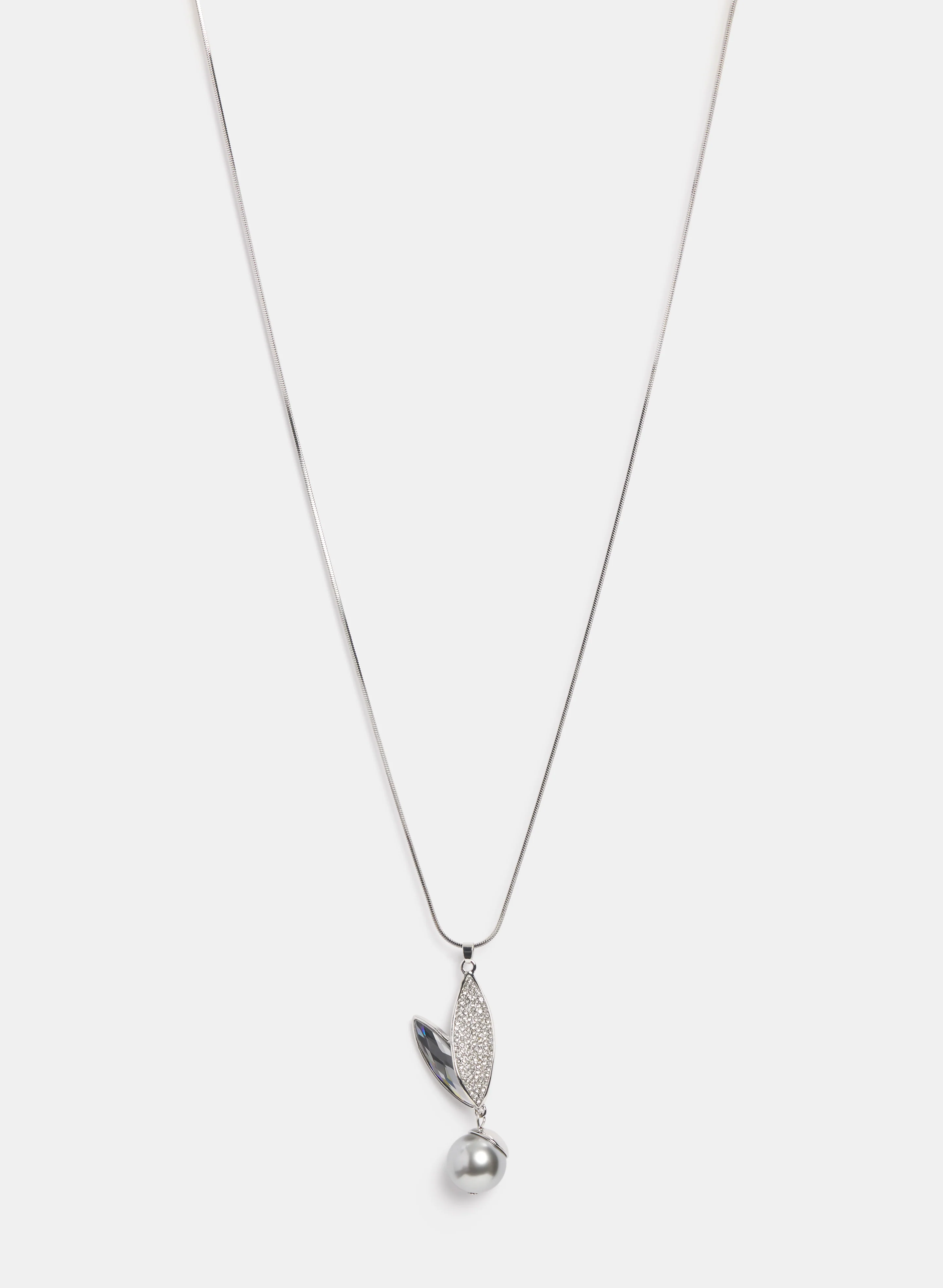 Leafy Pearl Drop Necklace