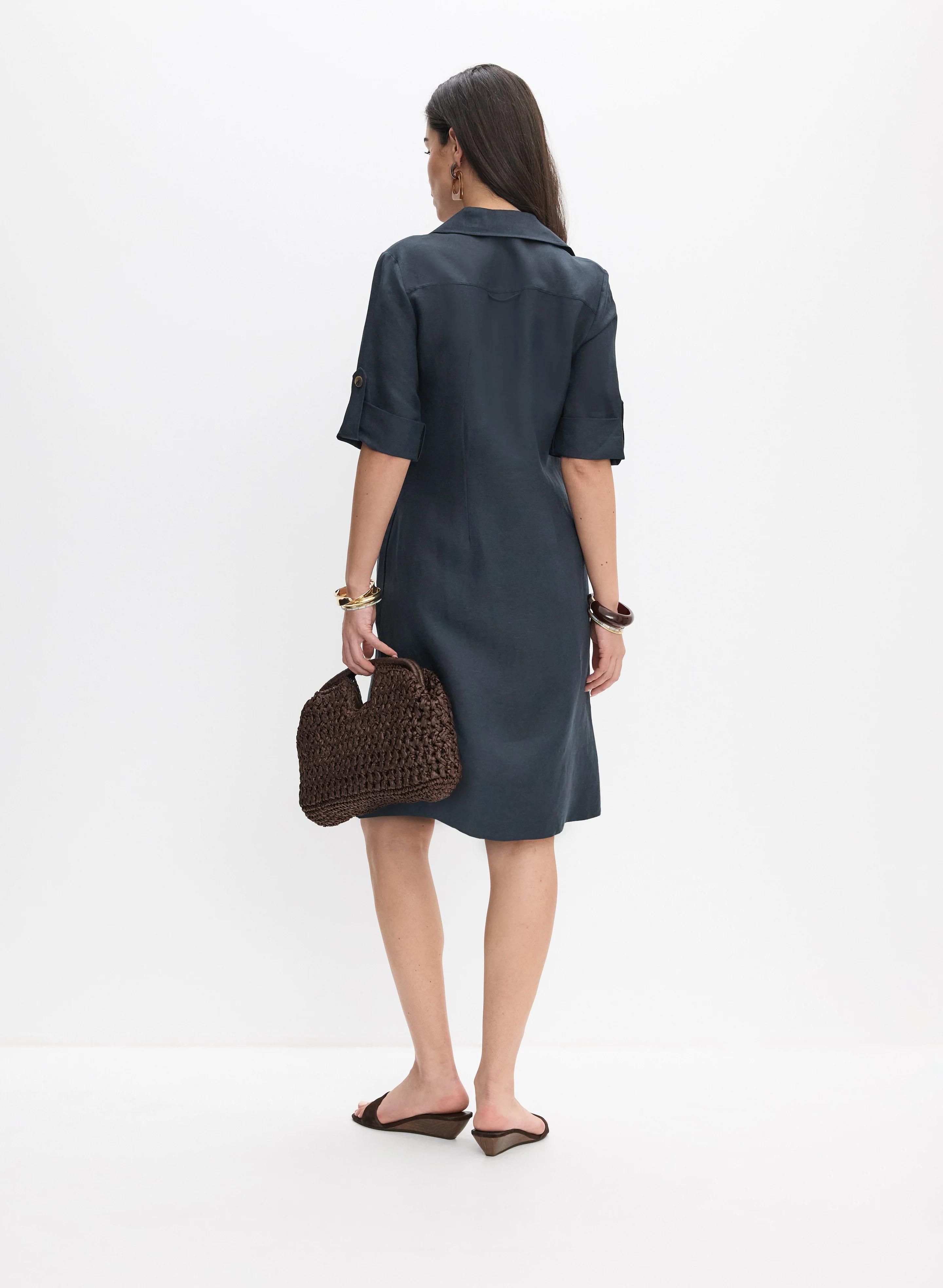 Linen-Blend Shirt Dress - Image 3