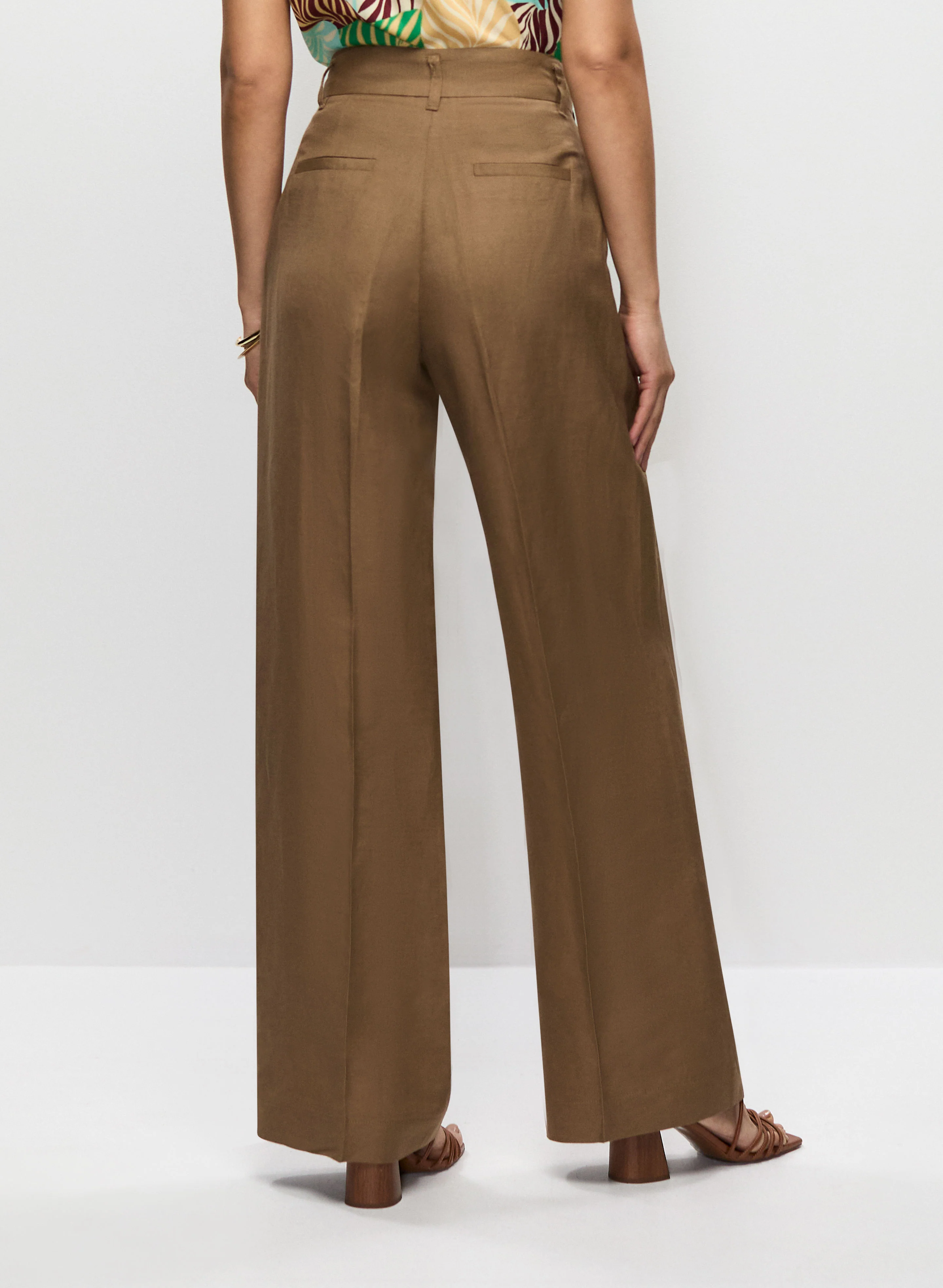 Linen-Blend Wide Leg Pants - Image 2