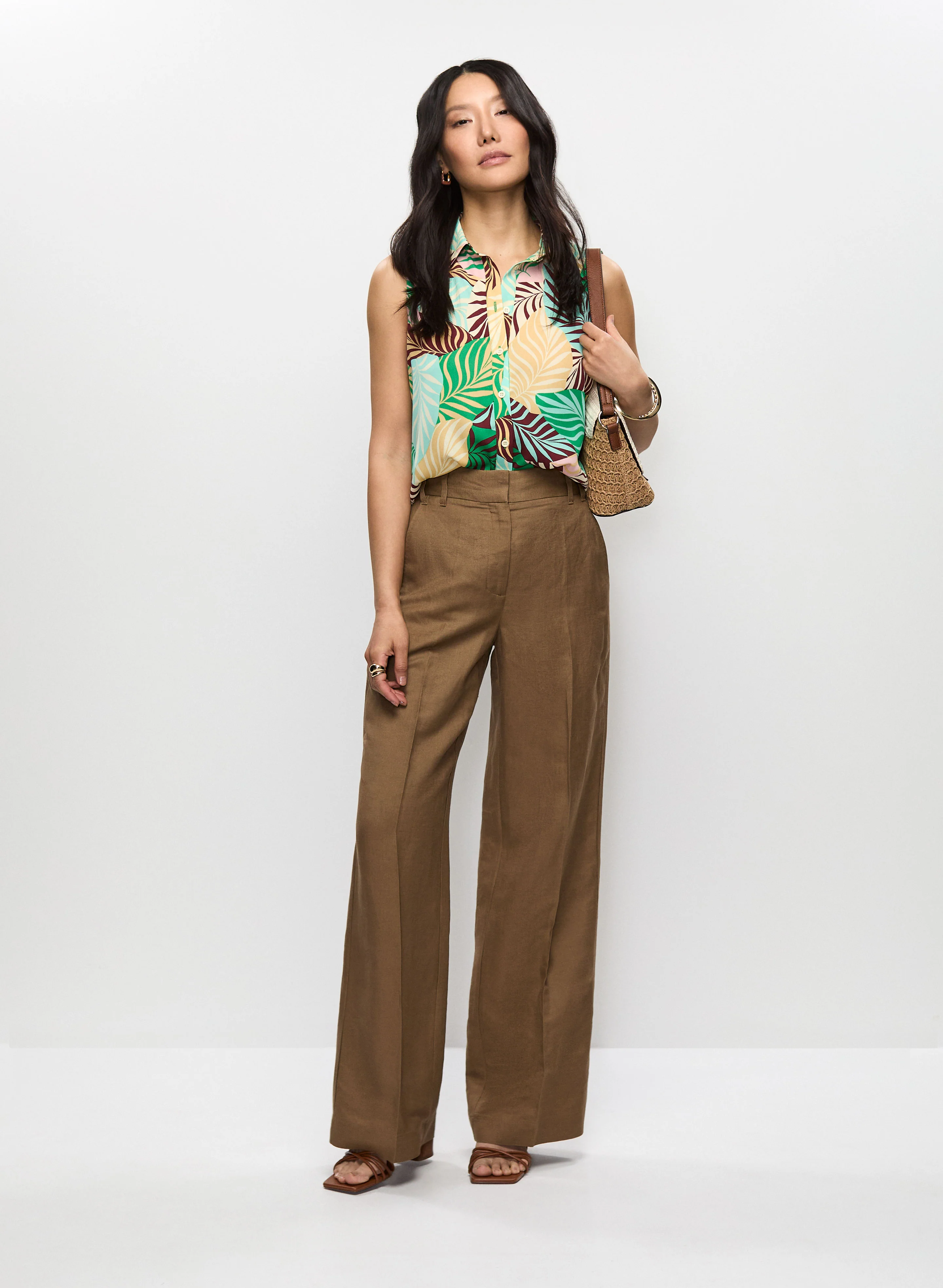 Linen-Blend Wide Leg Pants - Image 3