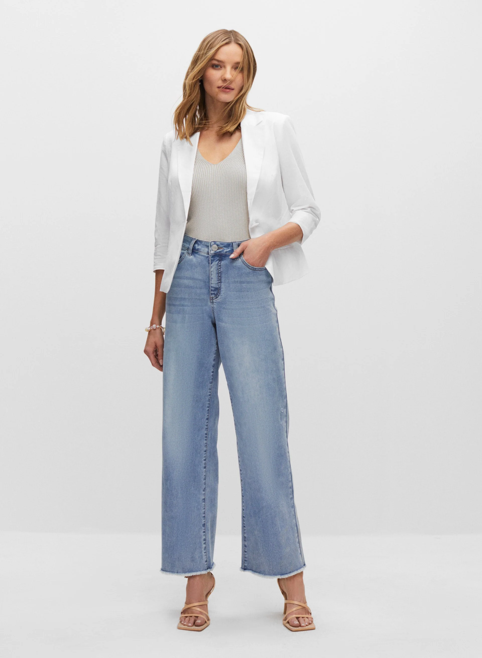 Linen & Cotton 3/4 Sleeve Blazer - Image 3
