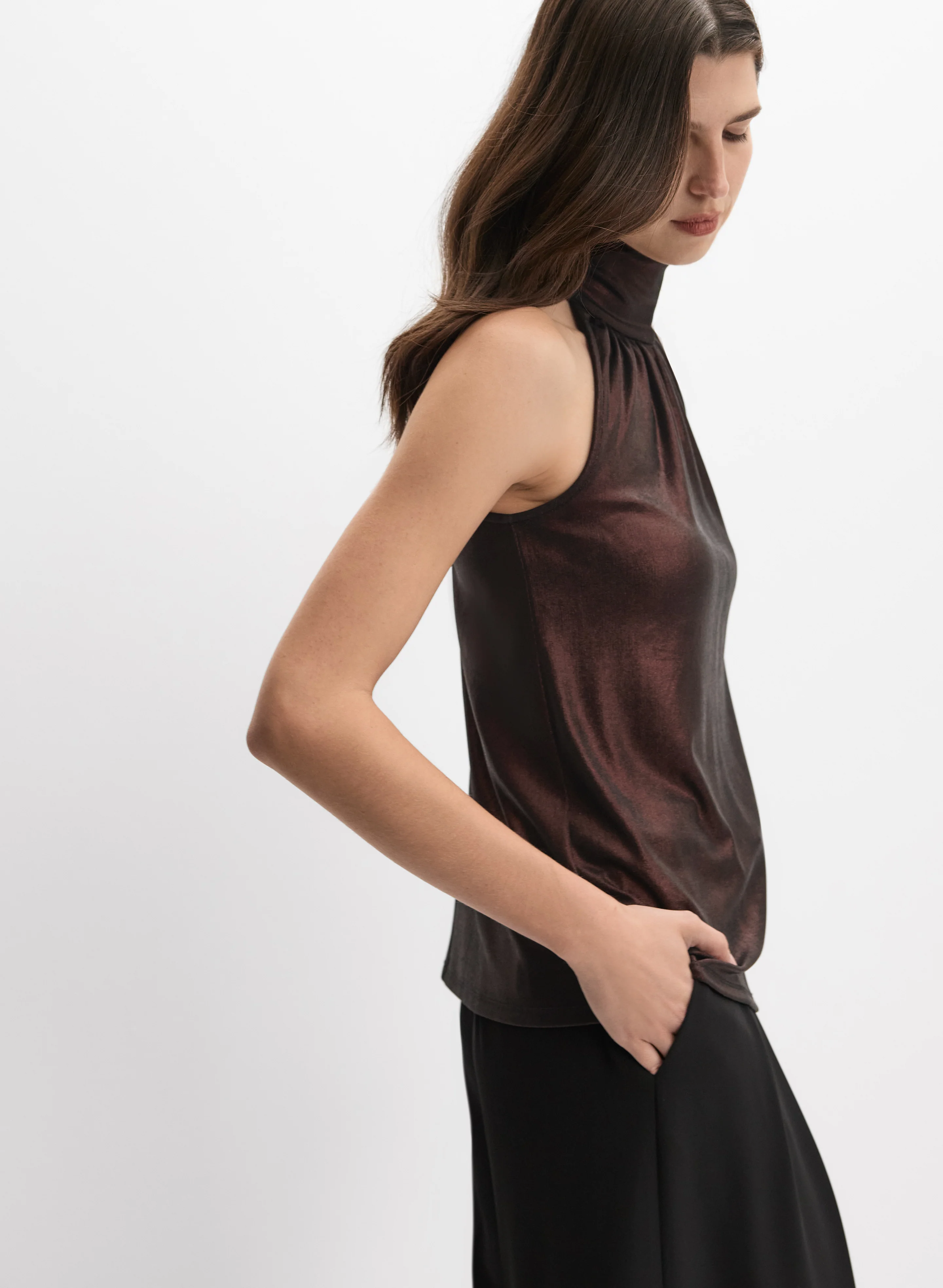 Liquid Lamé Halter Neck Top - Image 5