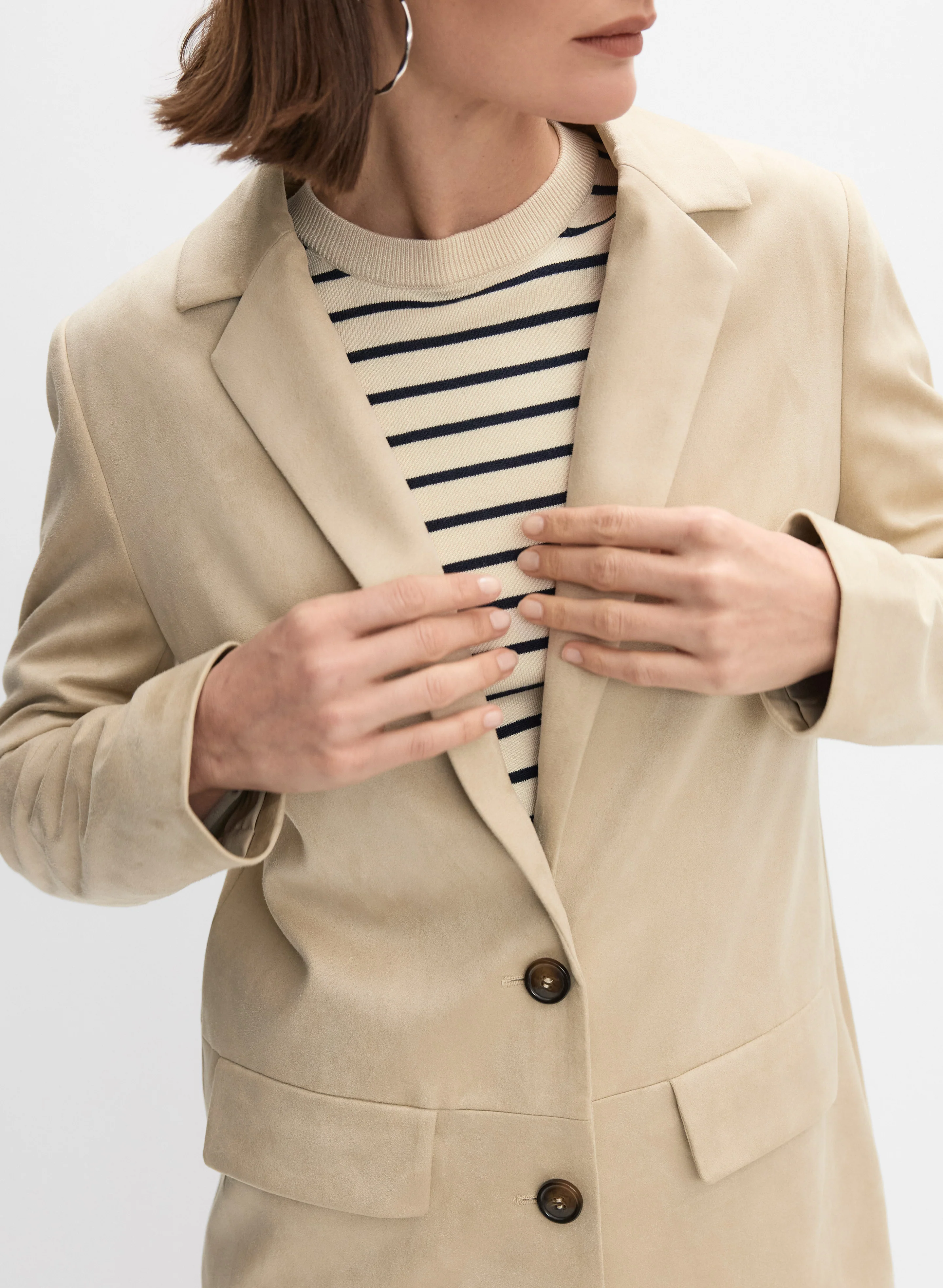 Long Faux-Suede Blazer - Image 4