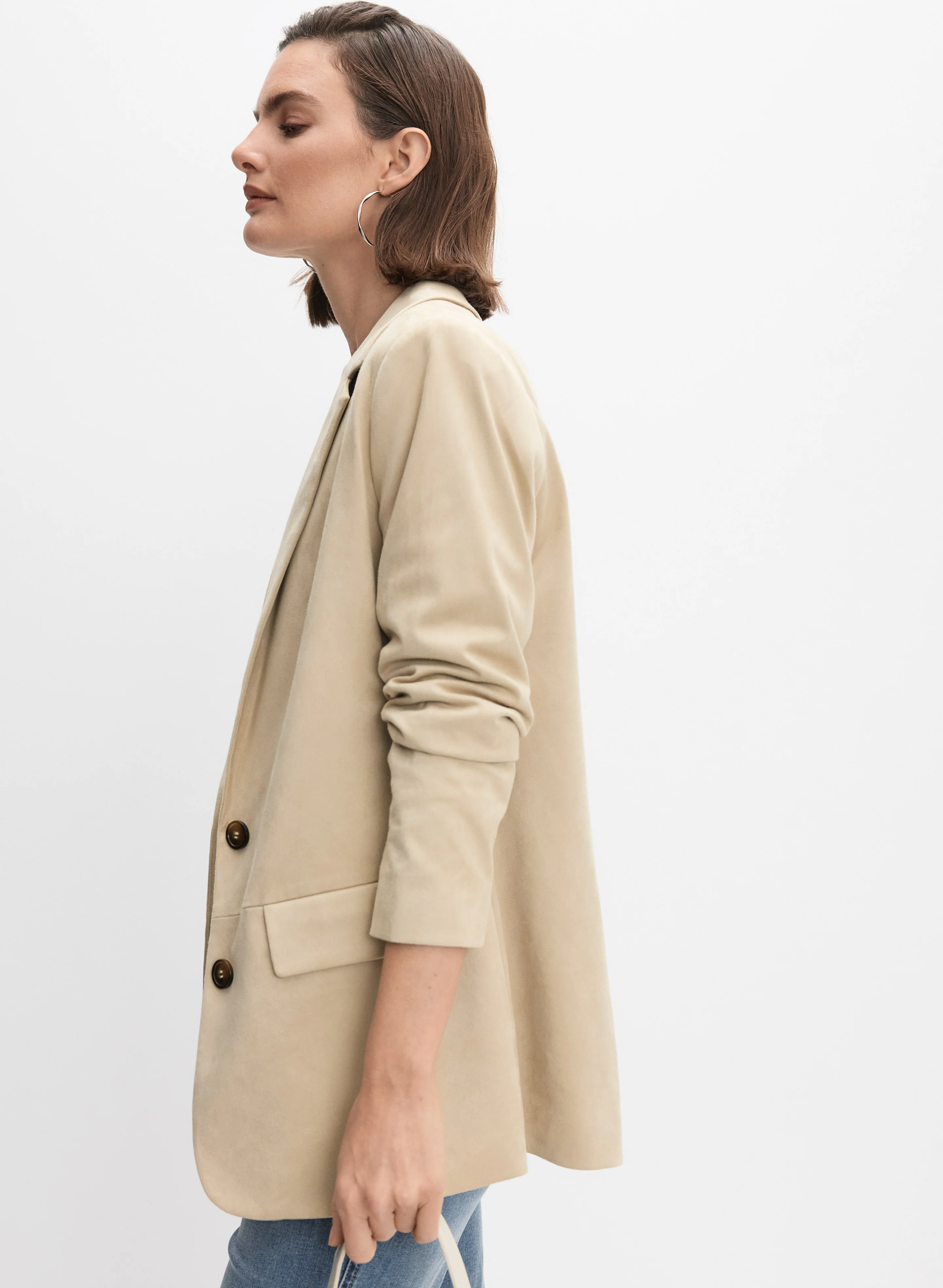 Long Faux-Suede Blazer - Image 5