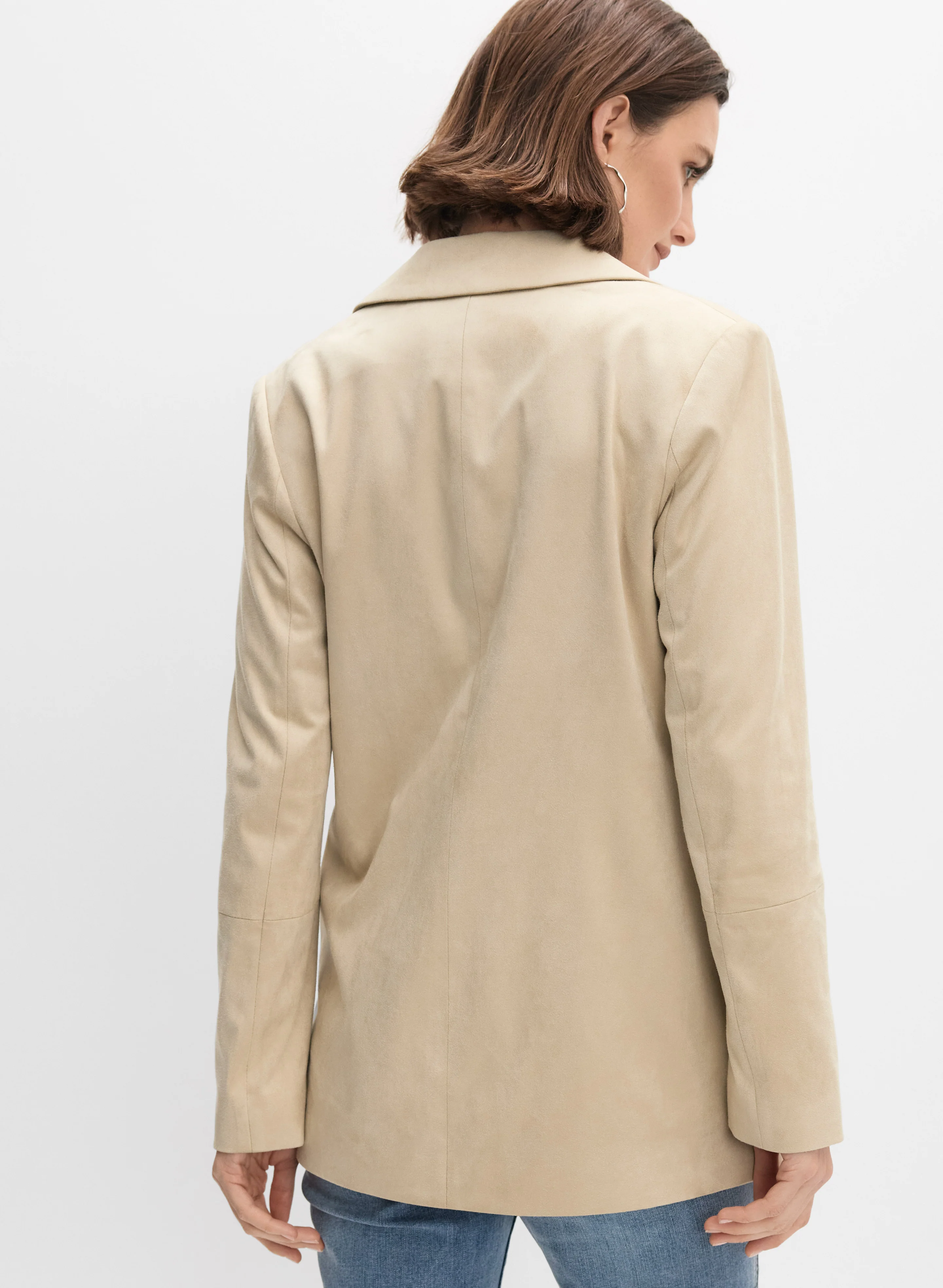 Long Faux-Suede Blazer - Image 6