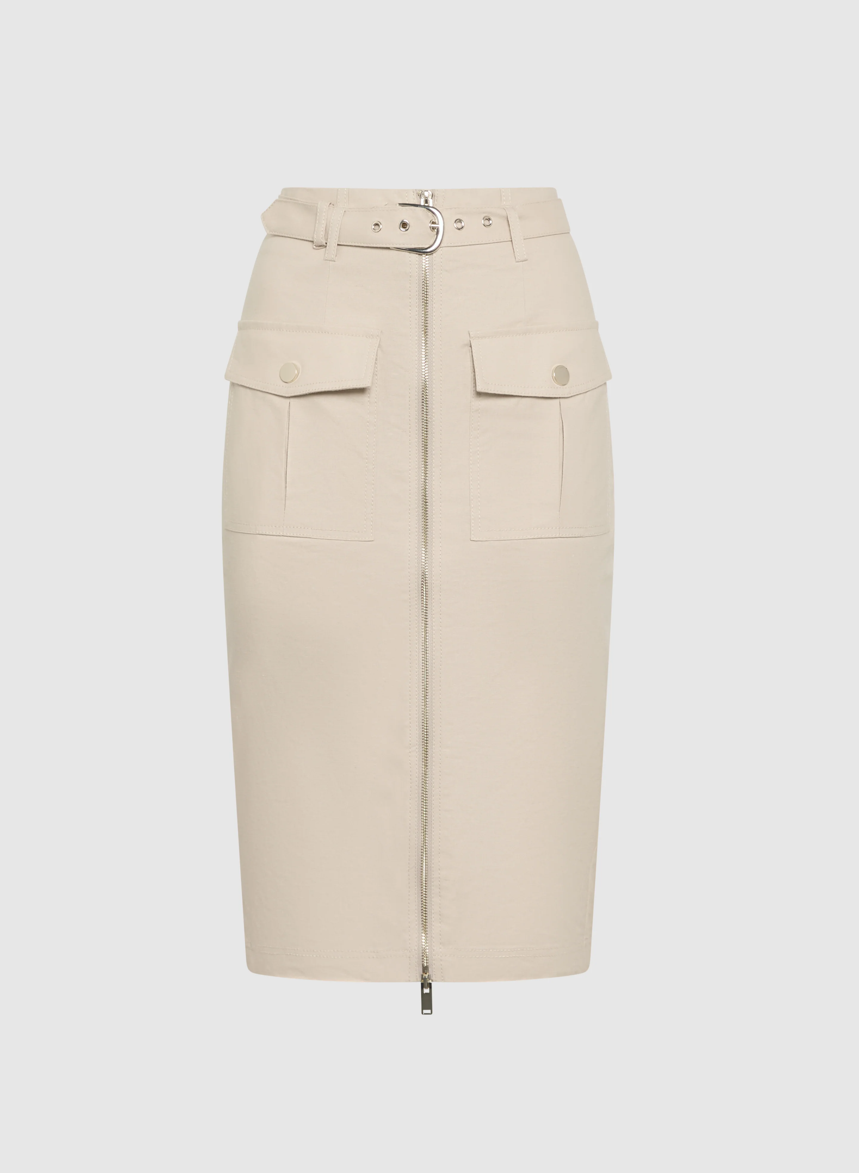 Zip Front Stretch Linen Skirt - Image 6