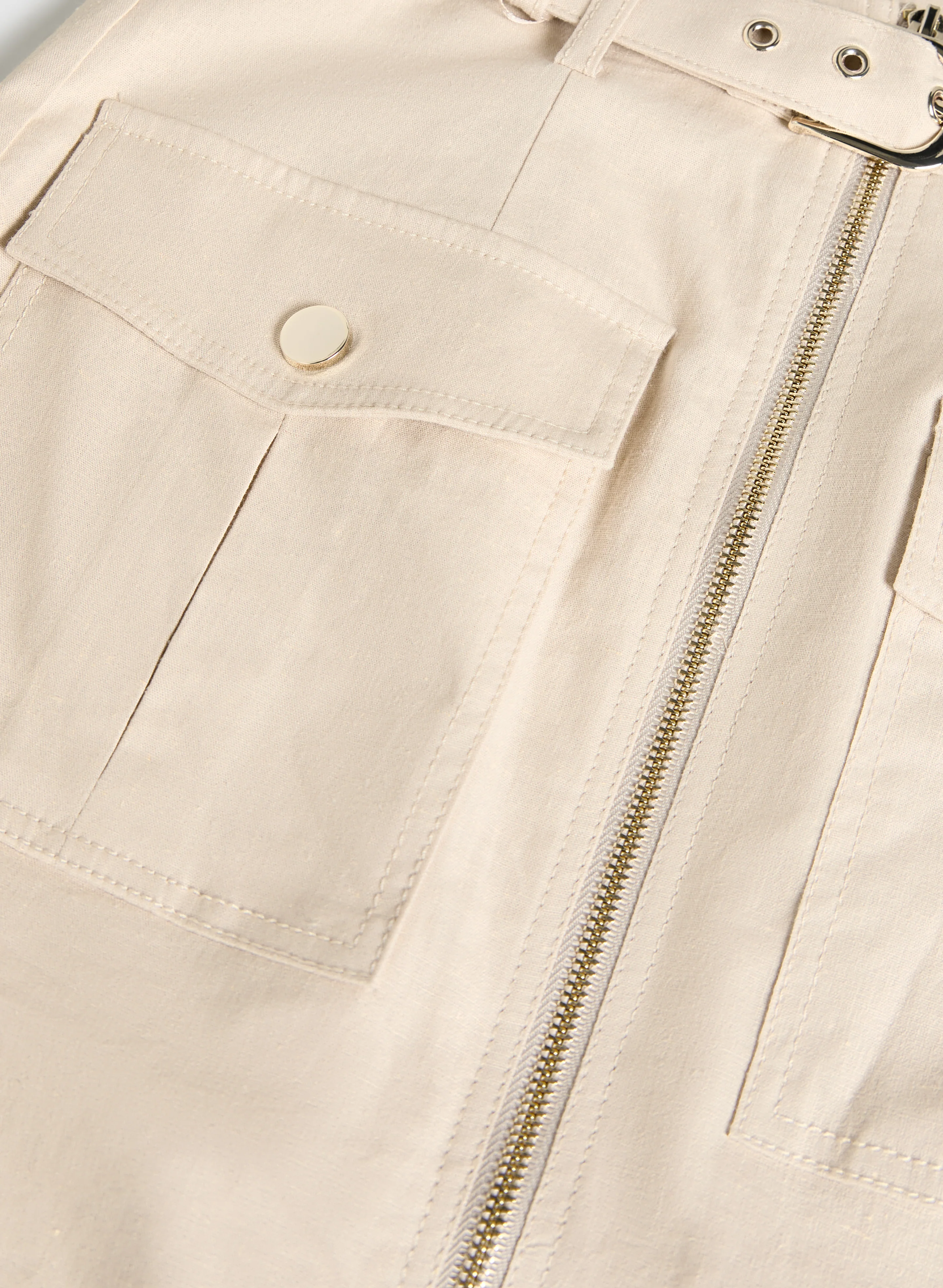 Zip Front Stretch Linen Skirt - Image 7