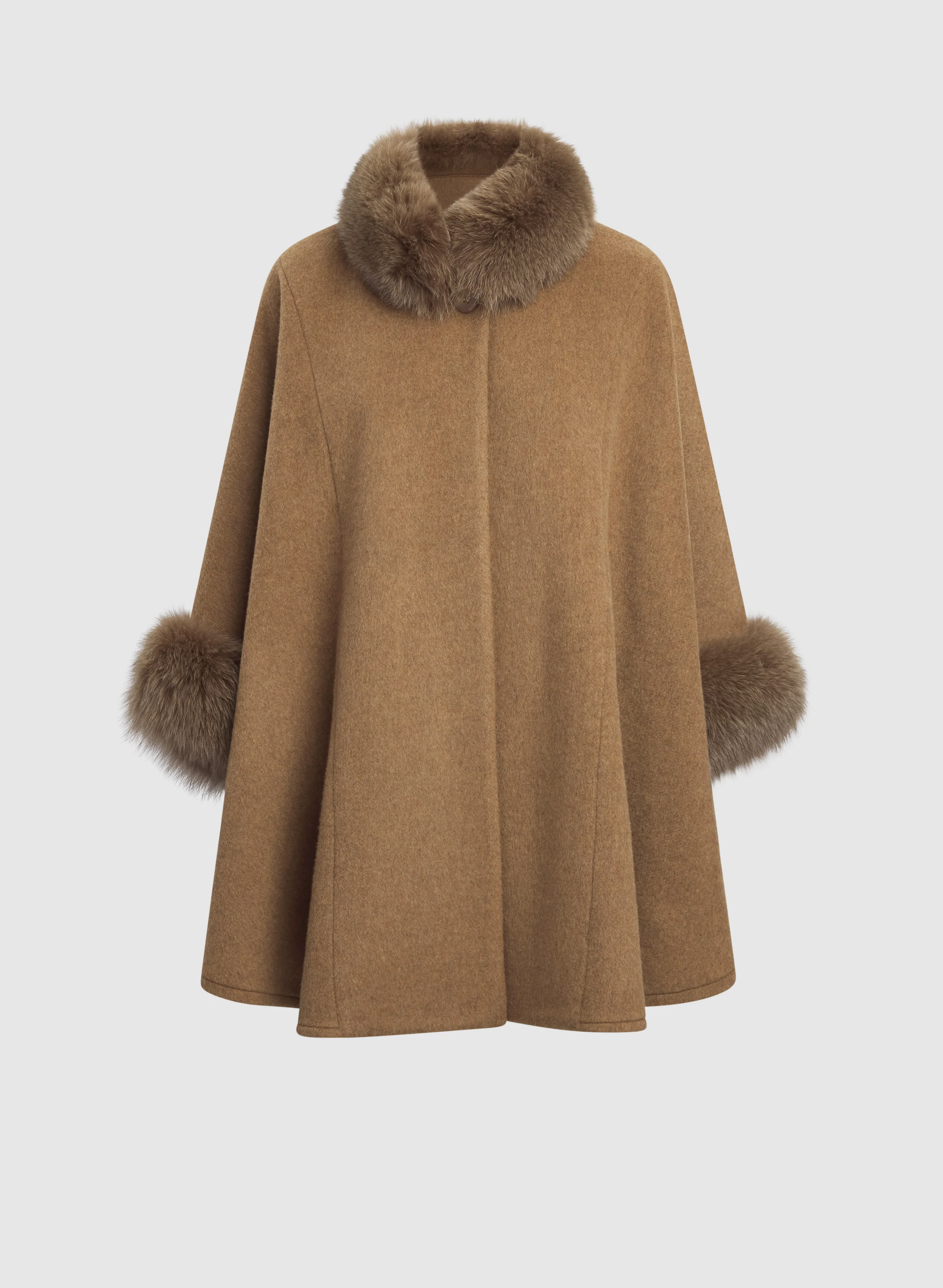 Mallia - Fur Trim Wool-Blend Cape - Image 6