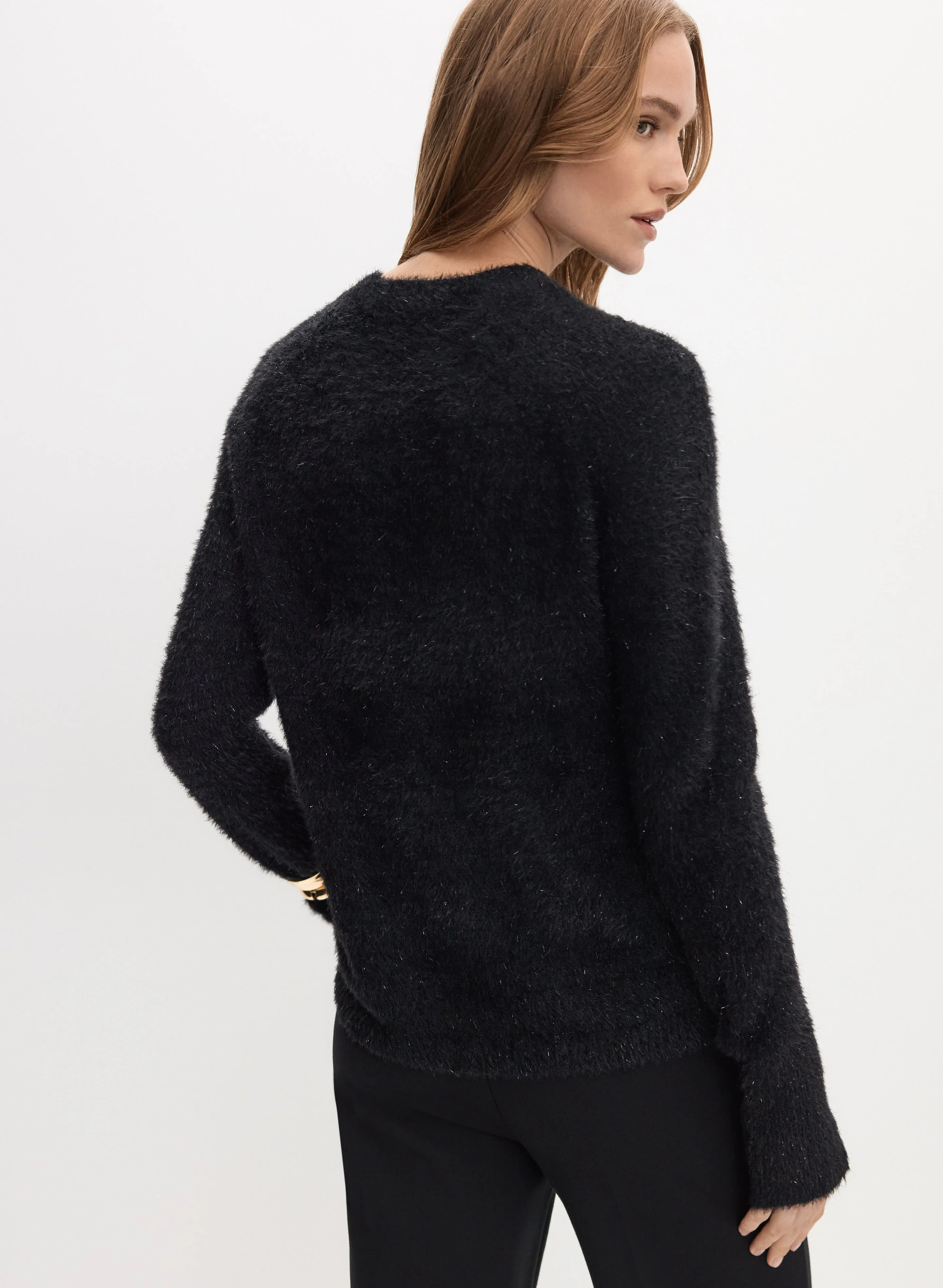 Metallic Fuzzy Knit Sweater - Image 4