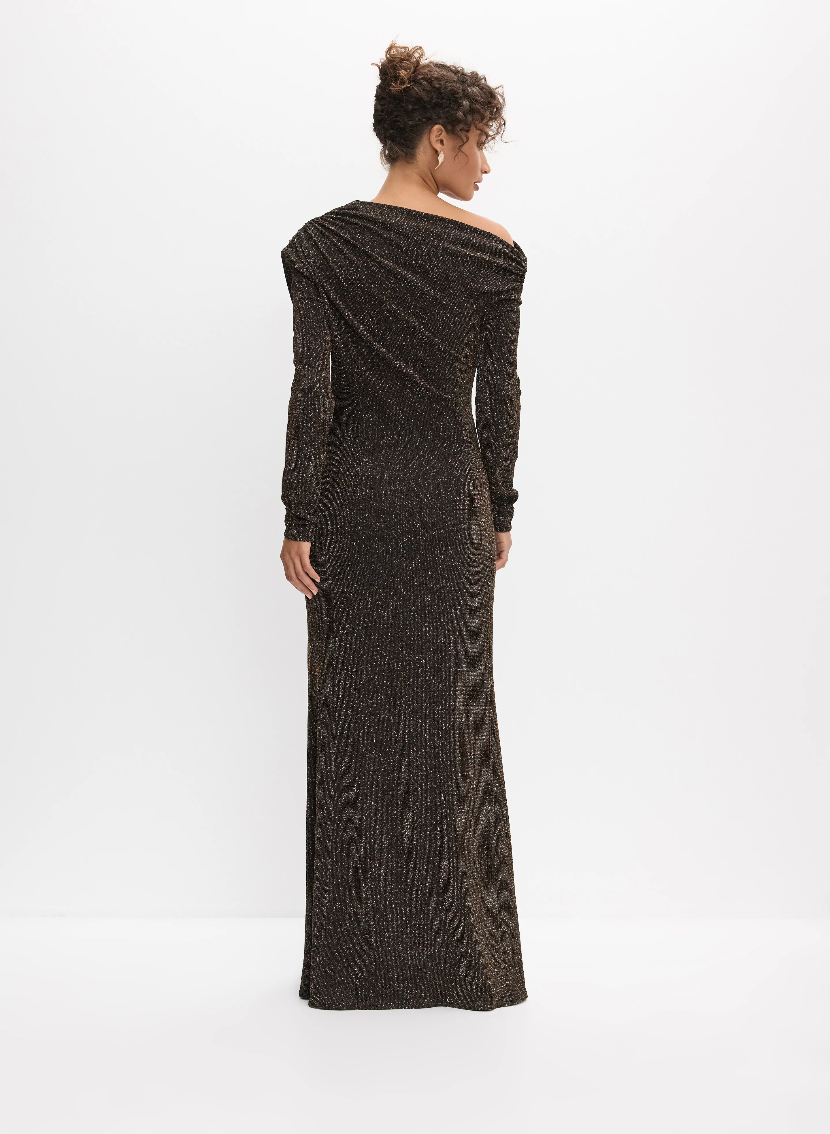 Metallic Knit Asymmetric Dress - Image 5