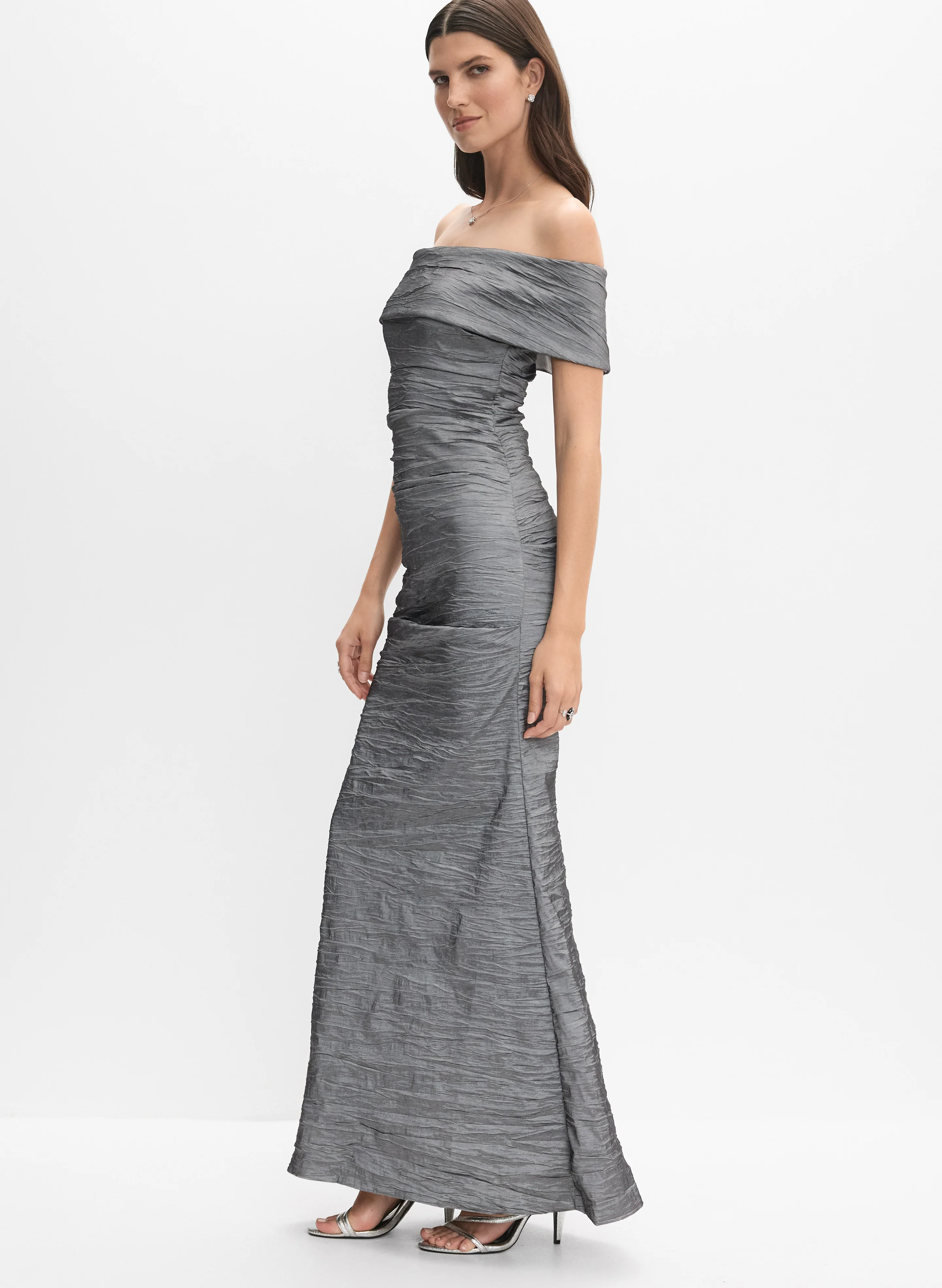 Metallic Stretch Taffeta Dress - Image 2