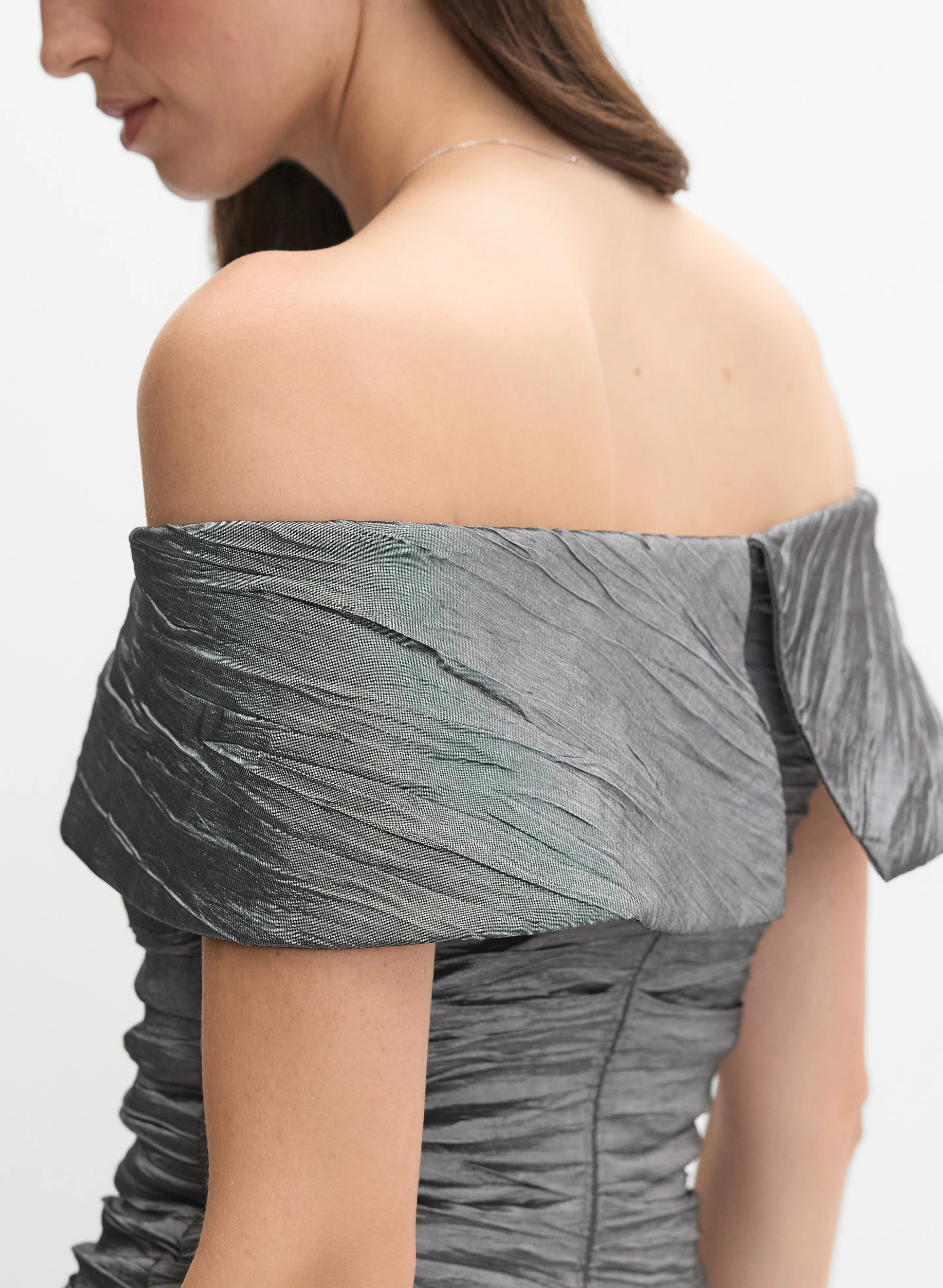 Metallic Stretch Taffeta Dress - Image 3