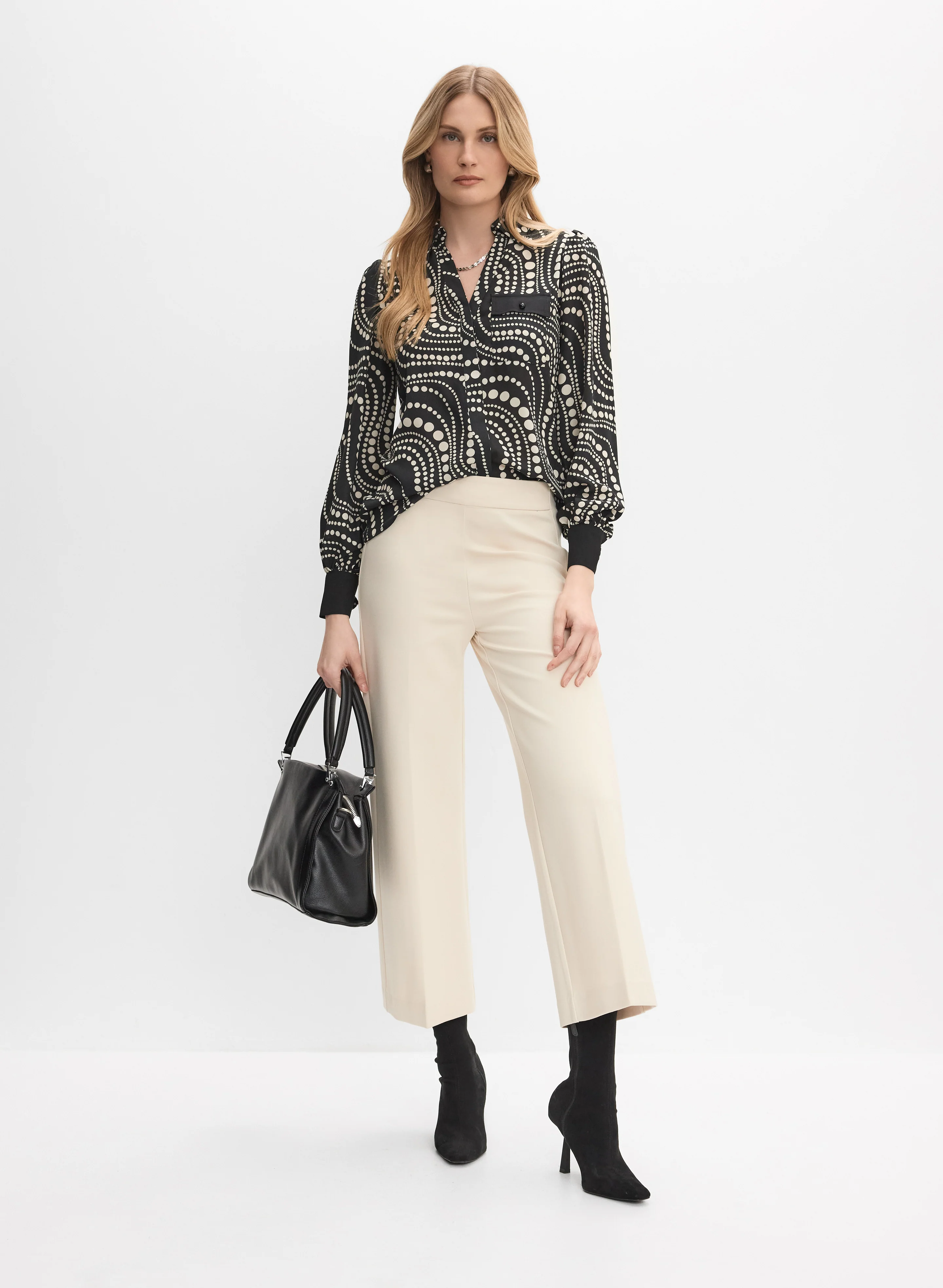 Mixed Dot Print Blouse - Image 3