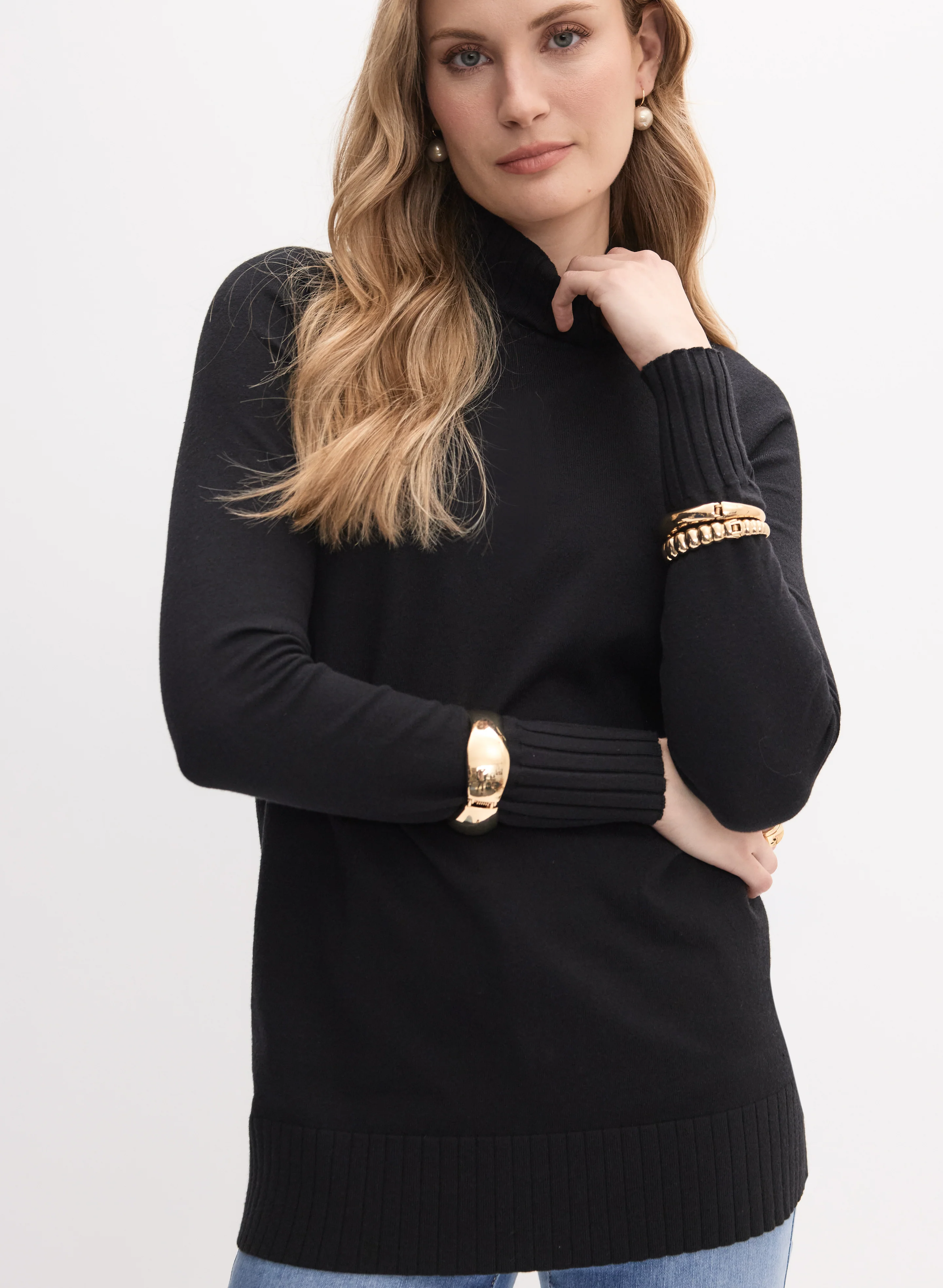 Mock Neck Rib Knit Sweater - Image 5