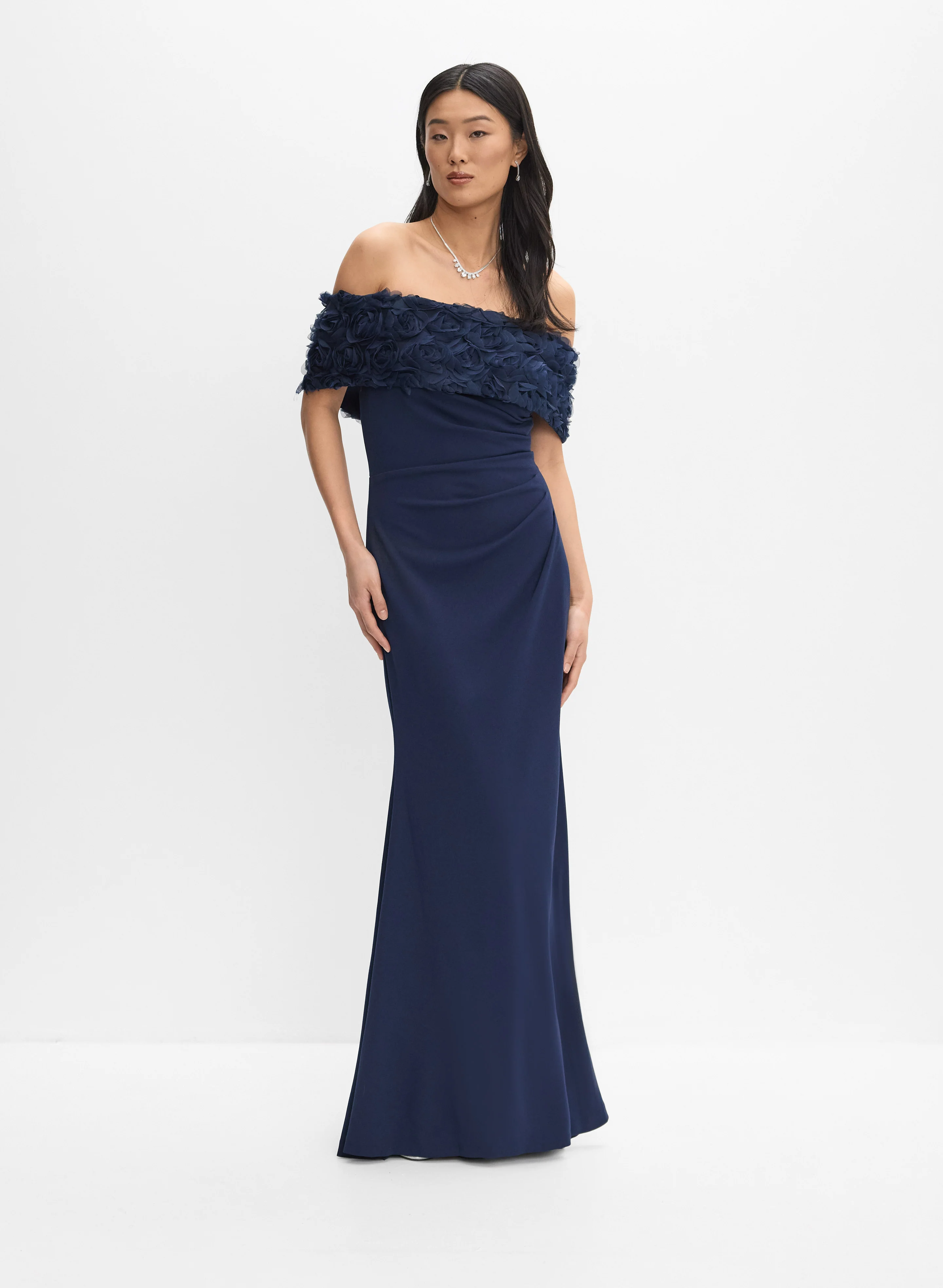 Off-The-Shoulder Crepe Dress