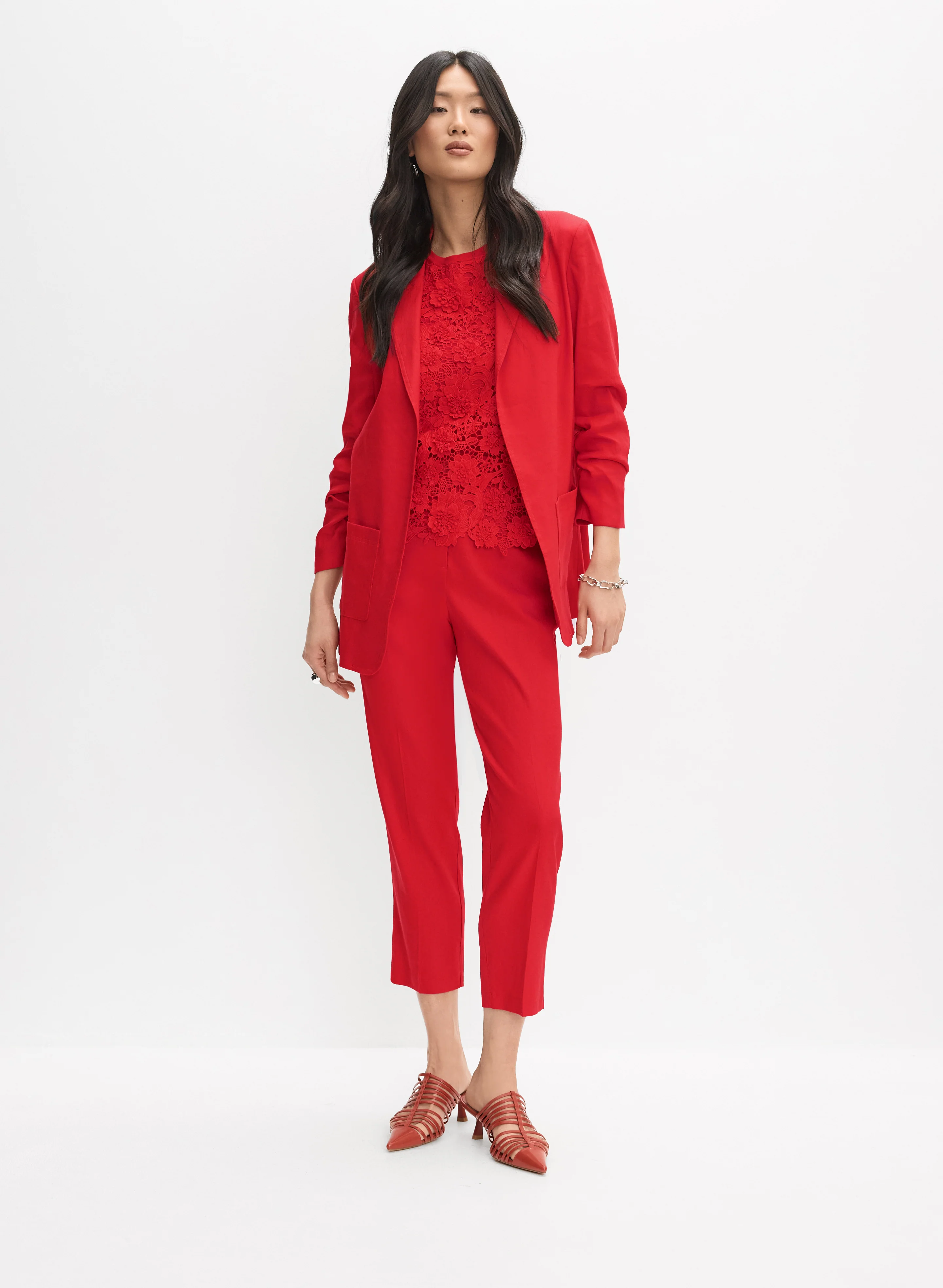Open Linen-Blend Blazer - Image 3