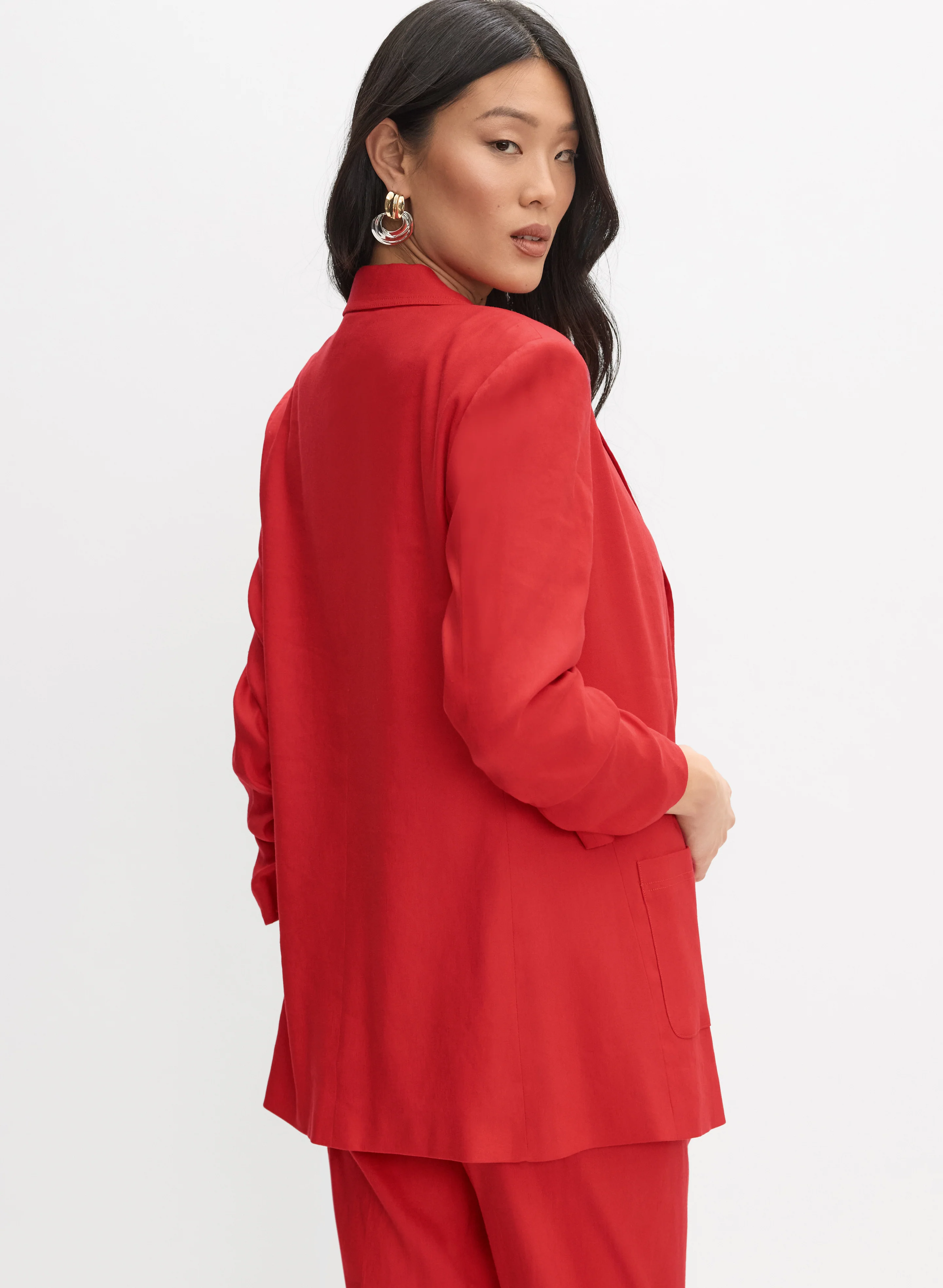 Open Linen-Blend Blazer - Image 4