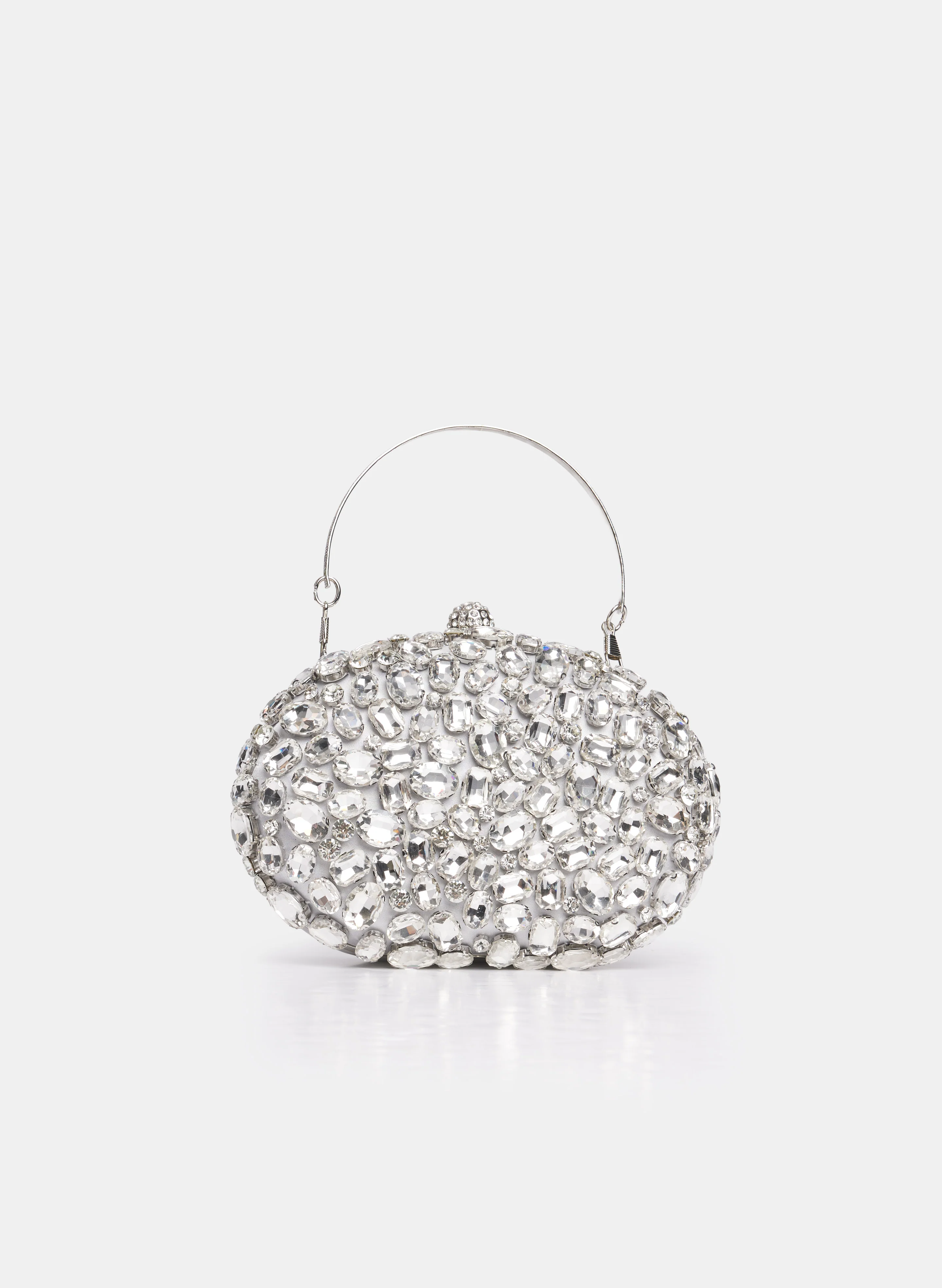 Oval Crystal Box Clutch