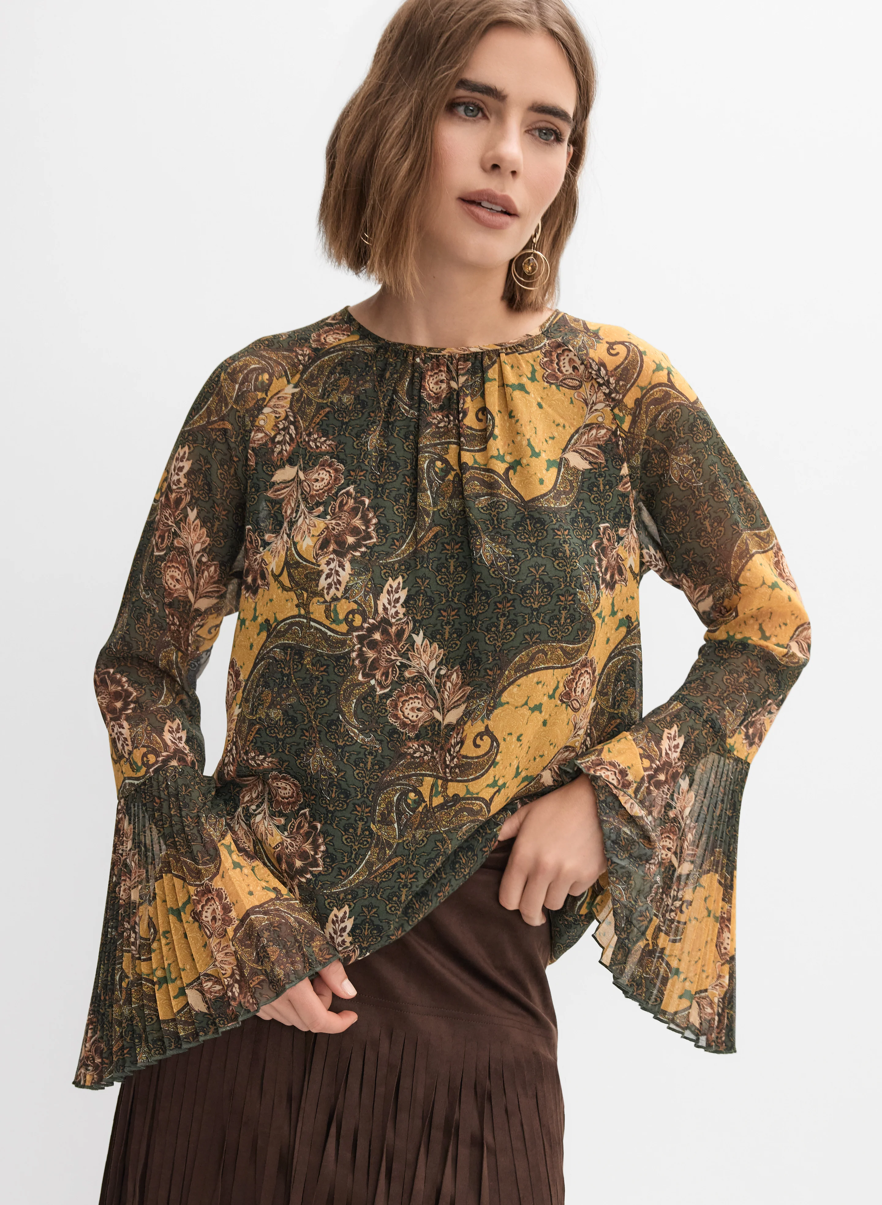 Paisley Plissé Detail Top - Image 7