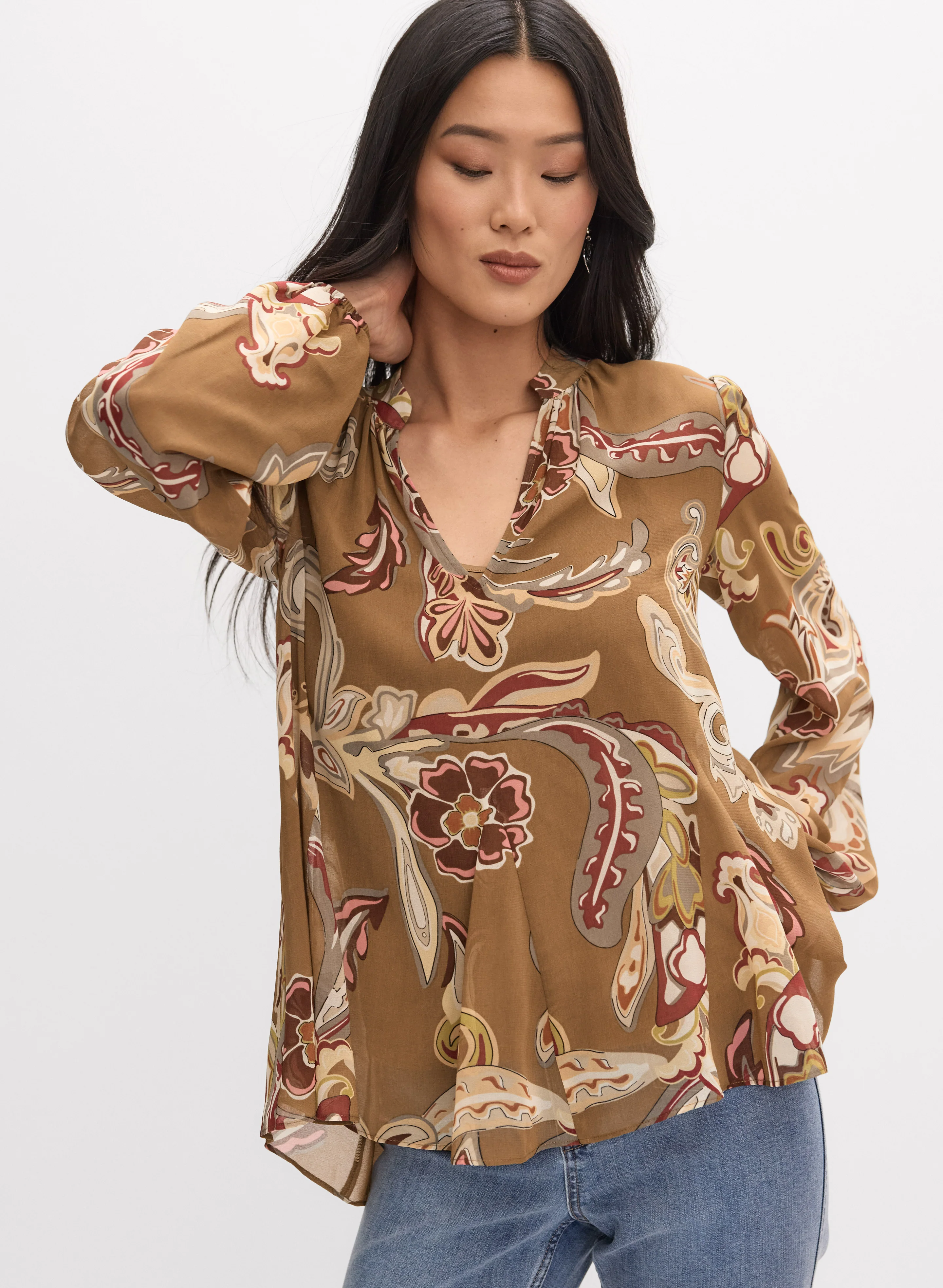 Paisley Print Chiffon Blouse