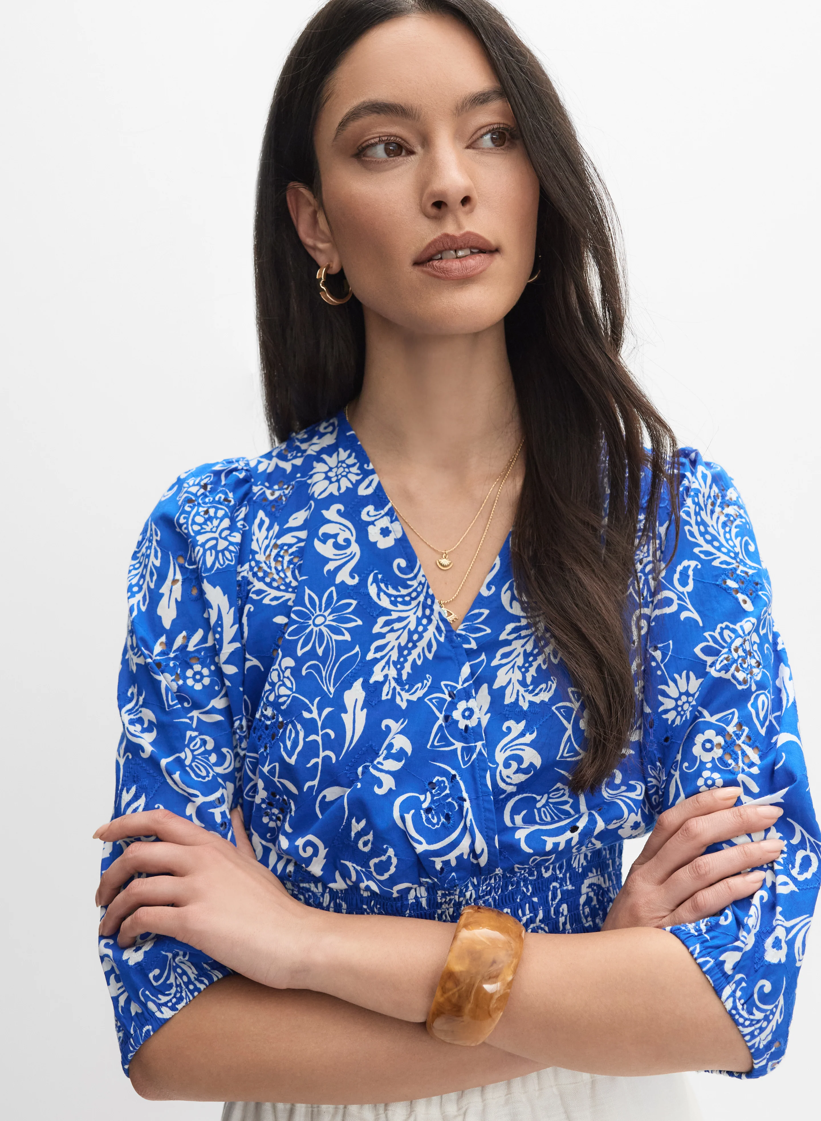 Paisley Smocked Waist Blouse - Image 7