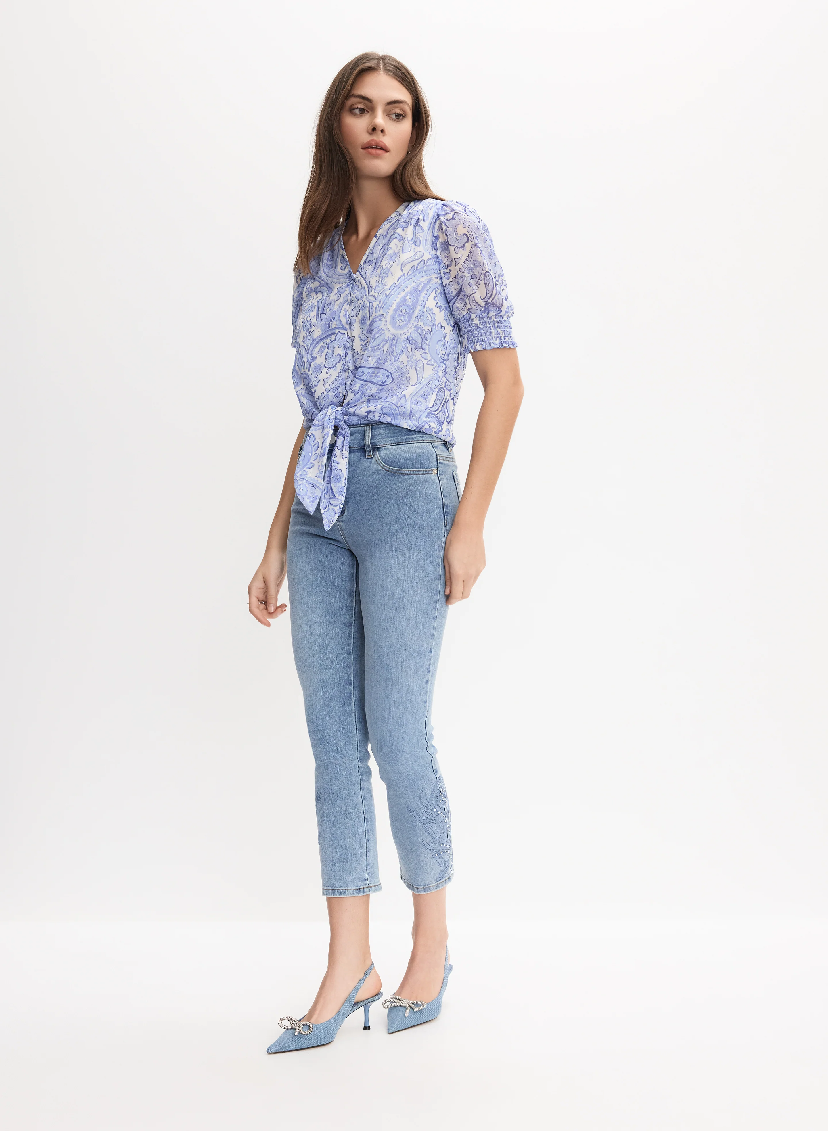 Paisley Tie-Front Blouse - Image 3