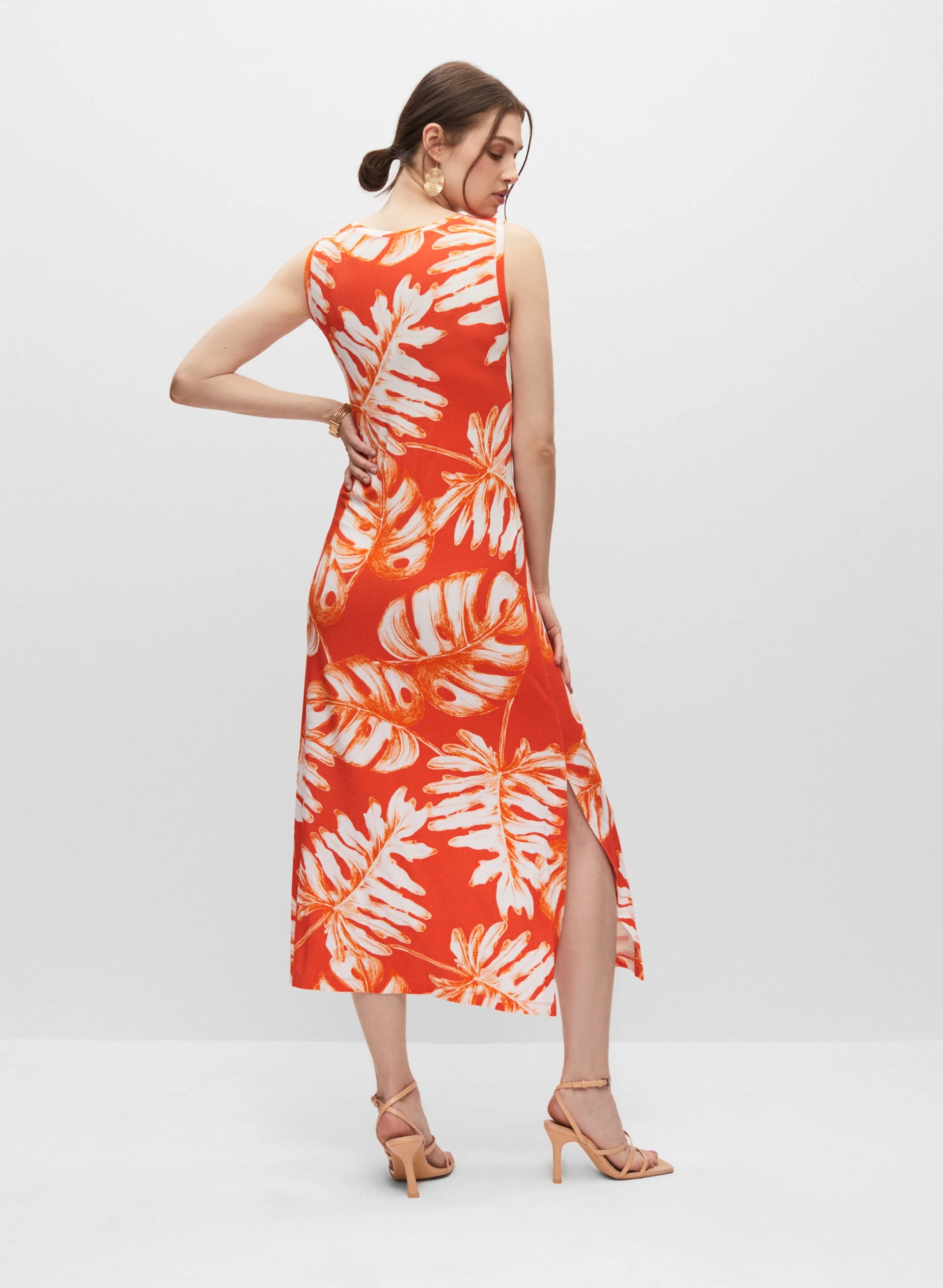 Palm Leaf Print Jersey Dress - Image 3