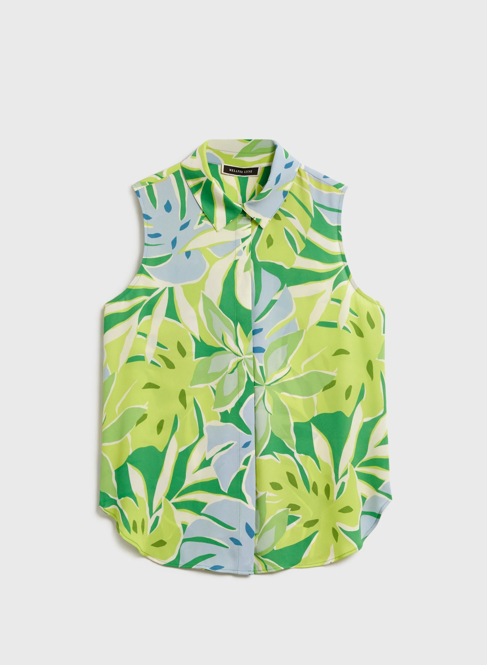 Palm Leaf Print Sleeveless Blouse - Image 6