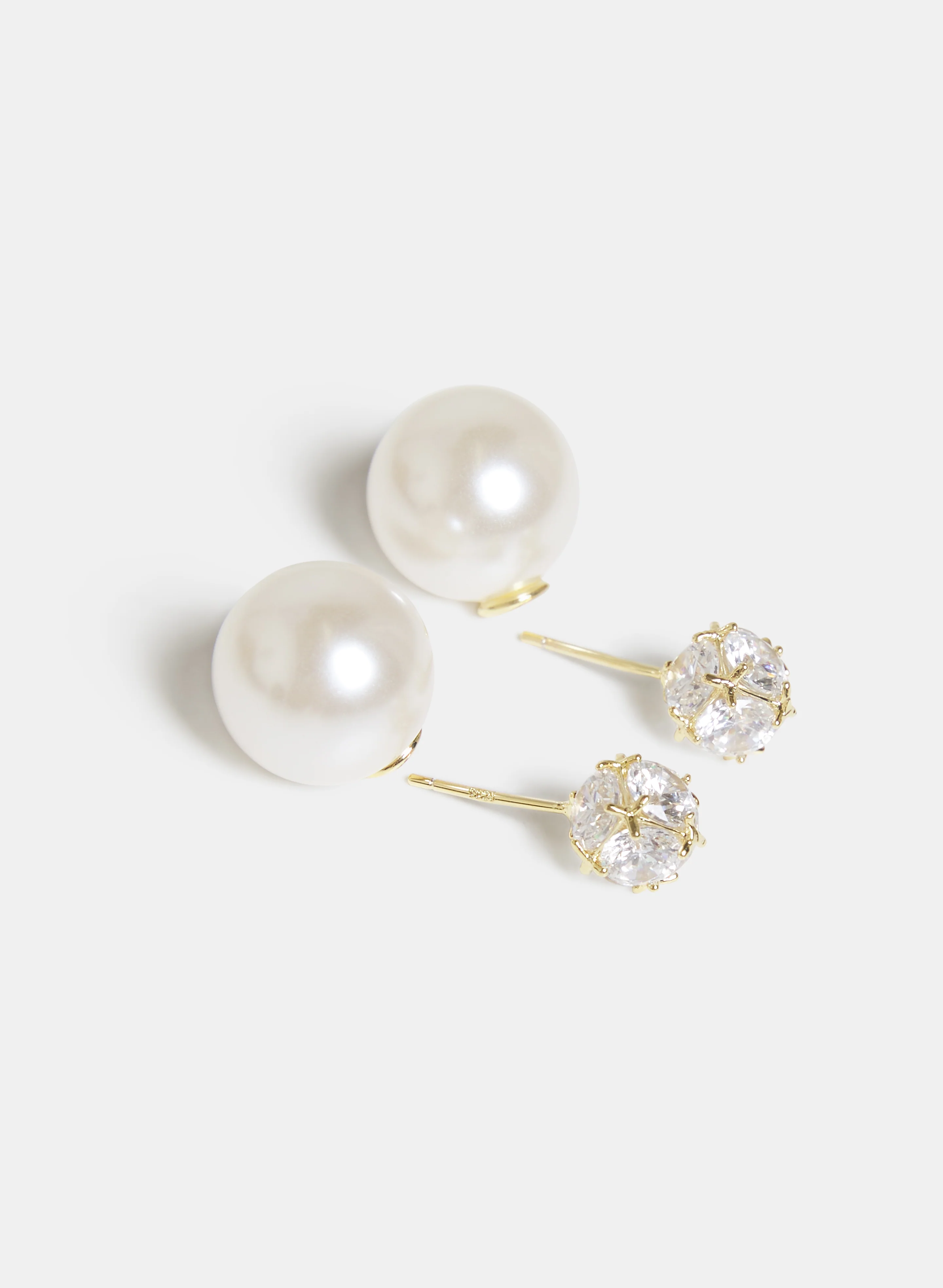Pearl Back Crystal Stud Earrings - Image 2