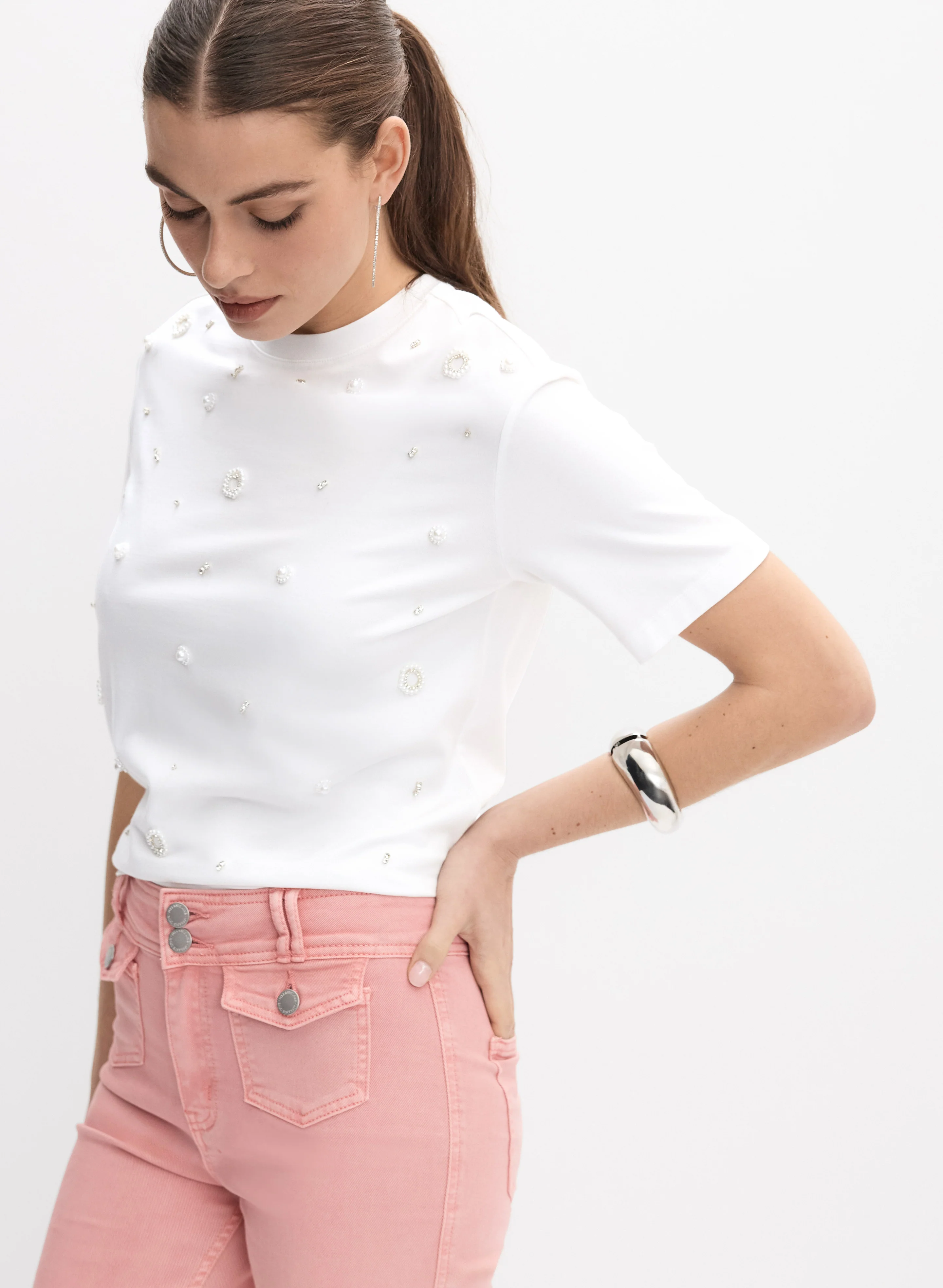 Pearl Beaded T-Shirt