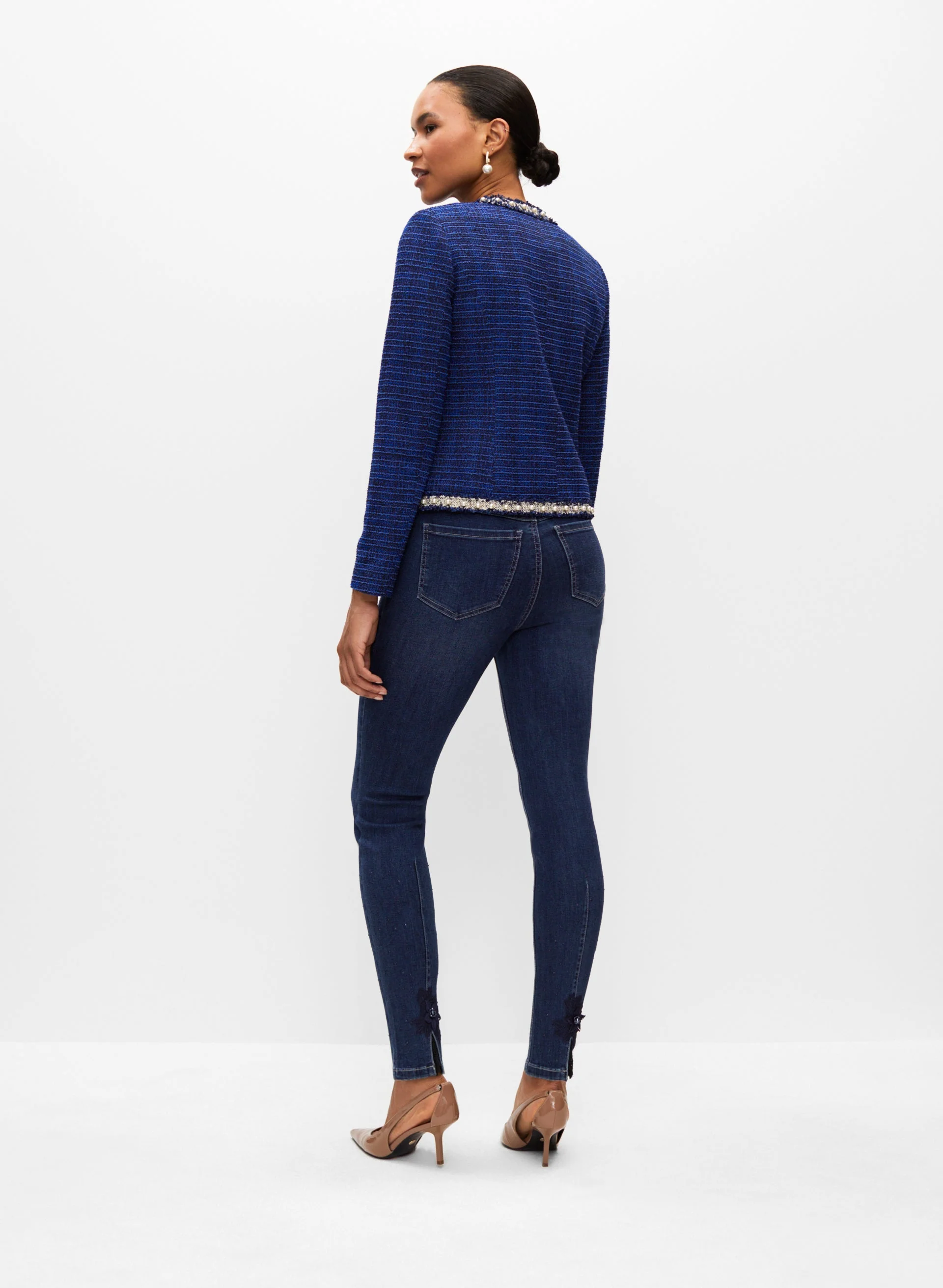 Pearl Detail Boucle Jacket - Image 3