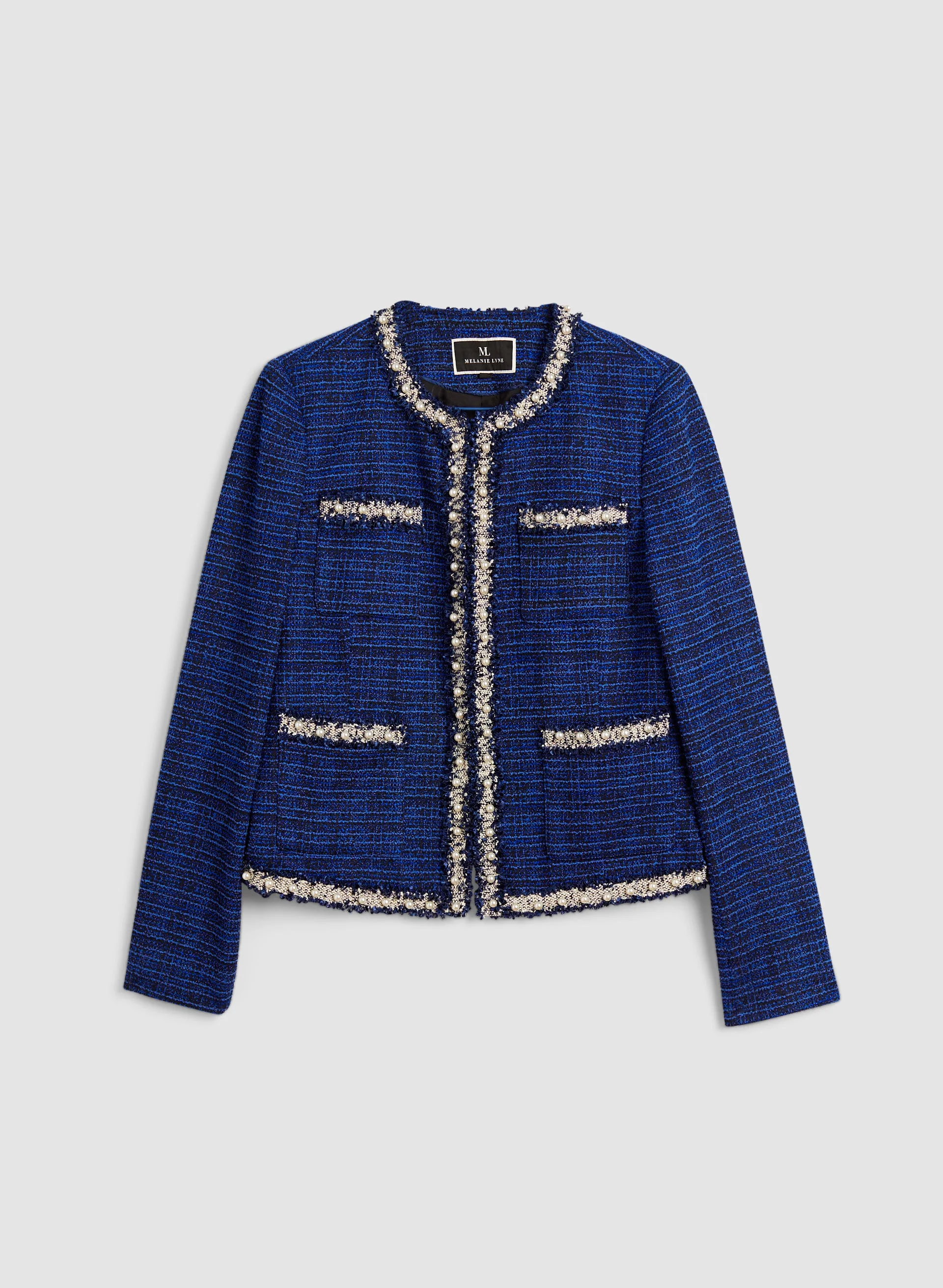 Pearl Detail Boucle Jacket - Image 5