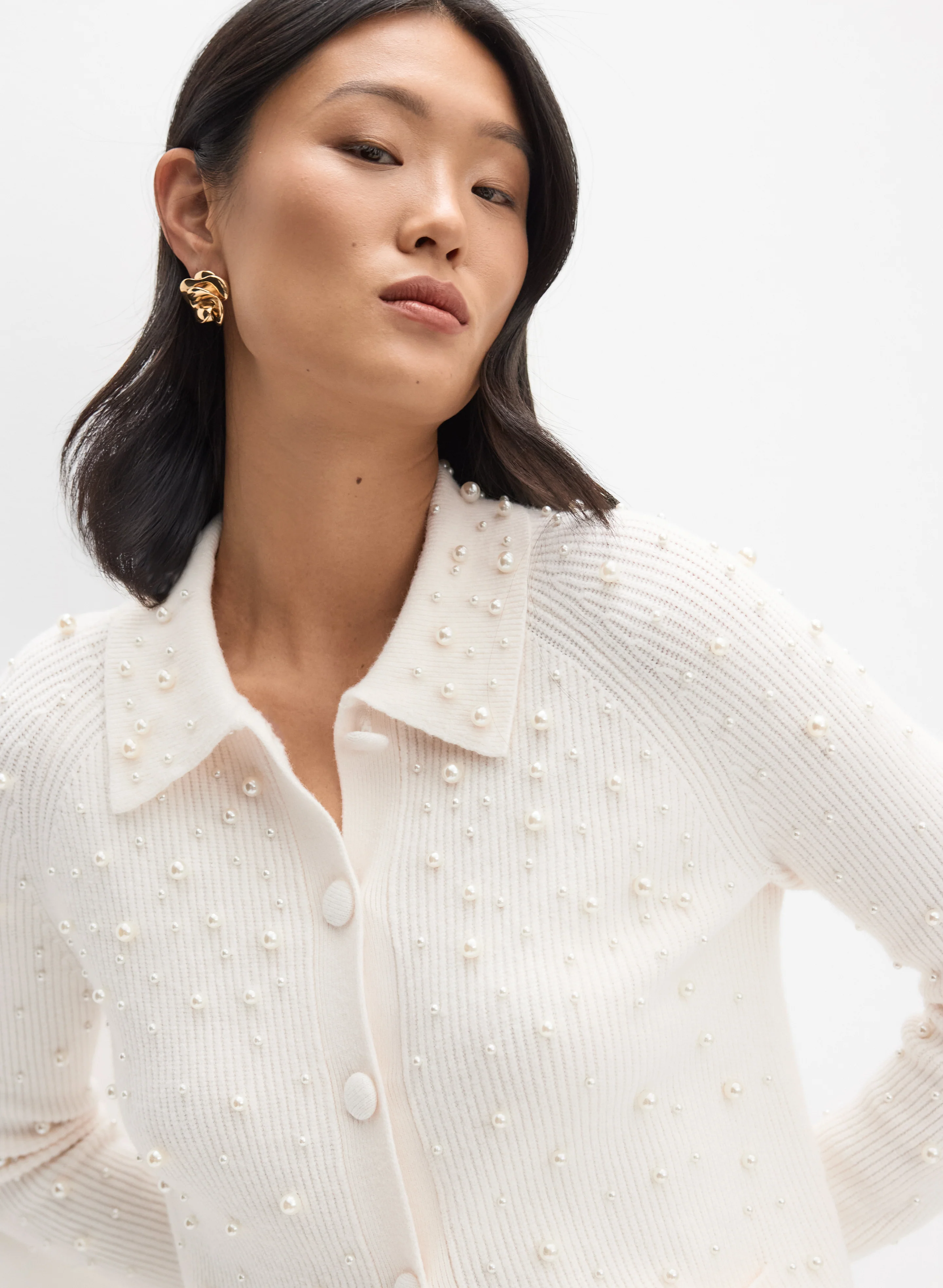 Pearl Embellished Cardigan - Image 2