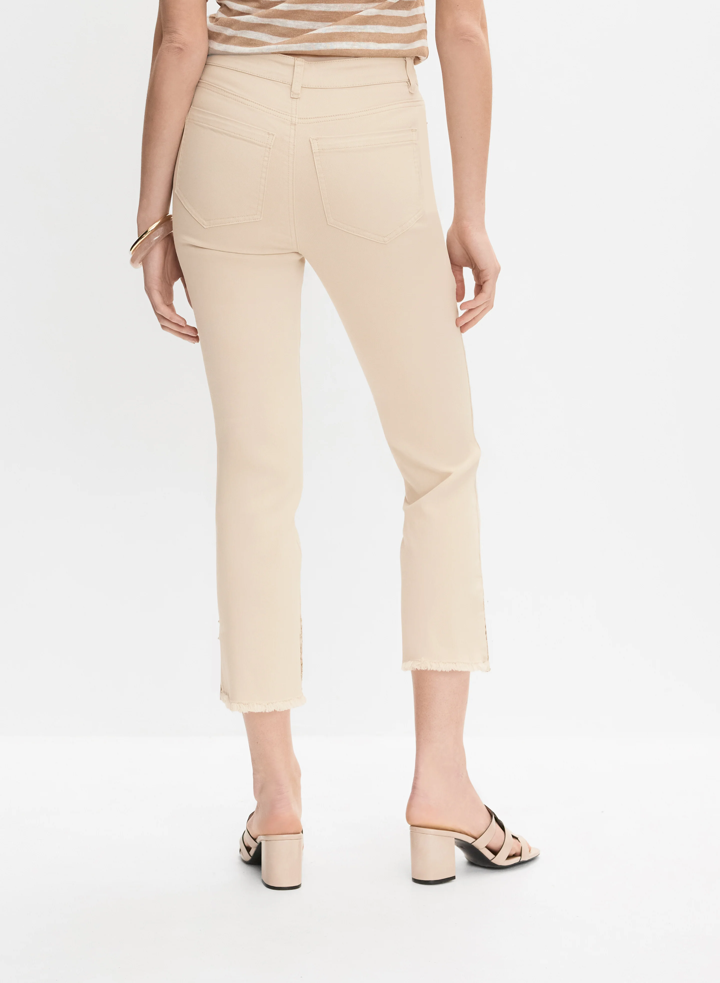 Pearl Embellished Denim Capris - Image 5