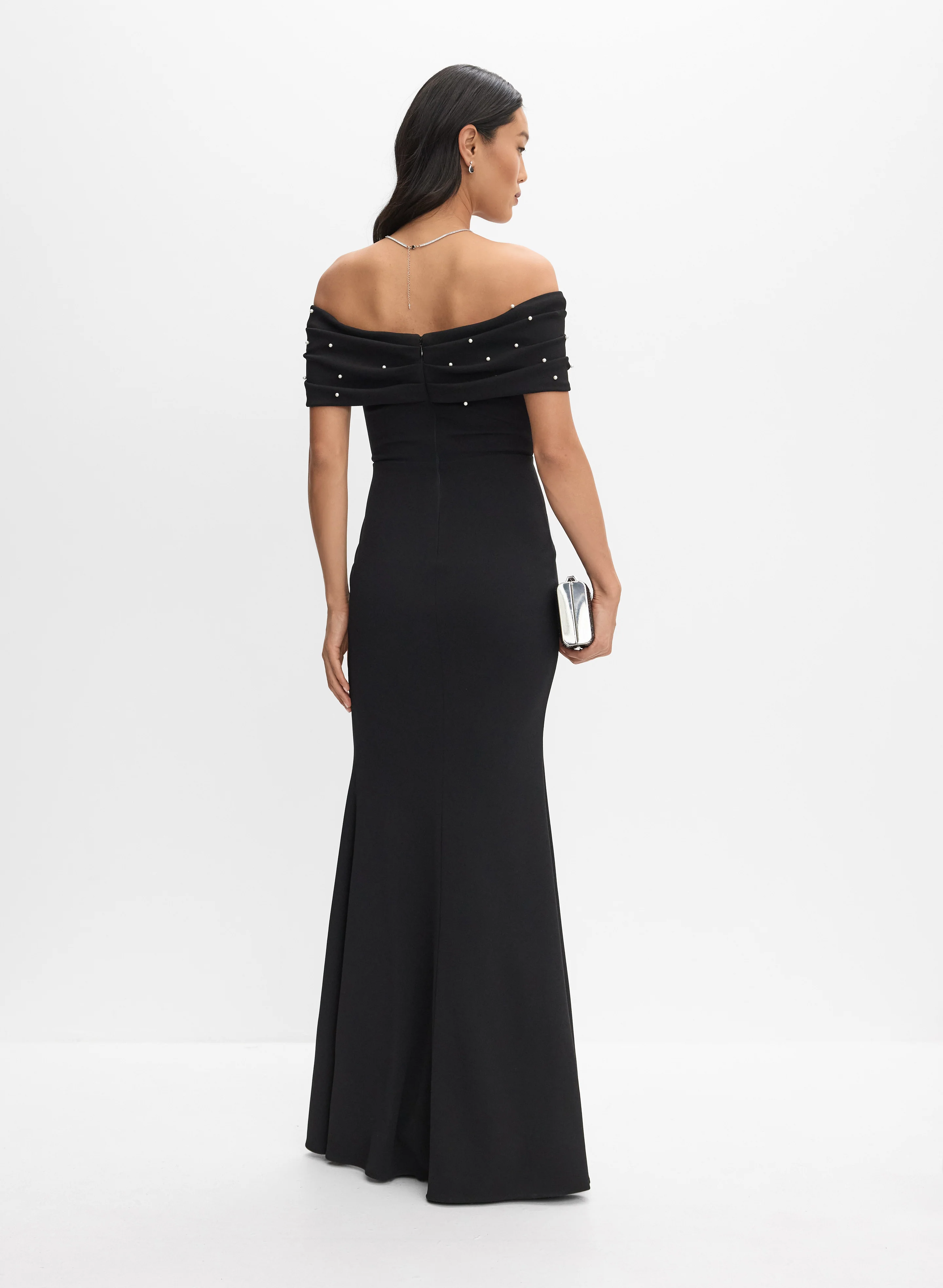 Pearl Embellished Off-Shoulder Dress - Image 3