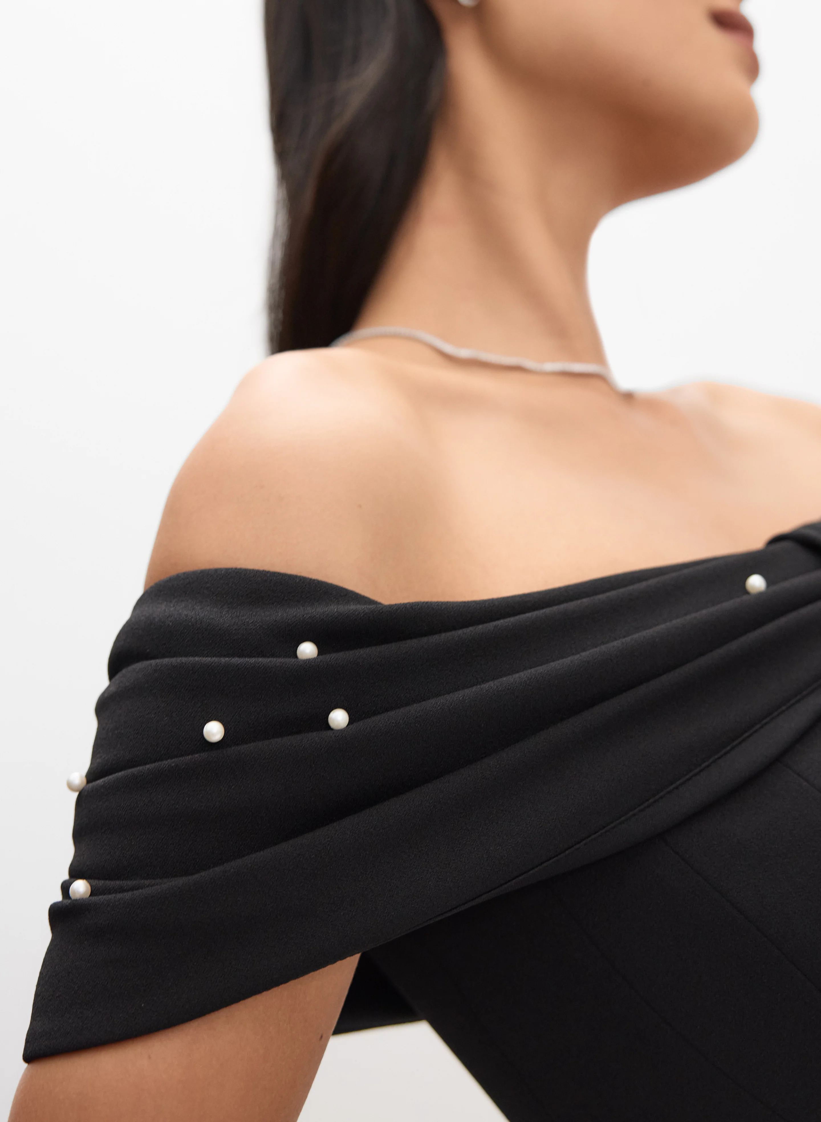 Pearl Embellished Off-Shoulder Dress - Image 5