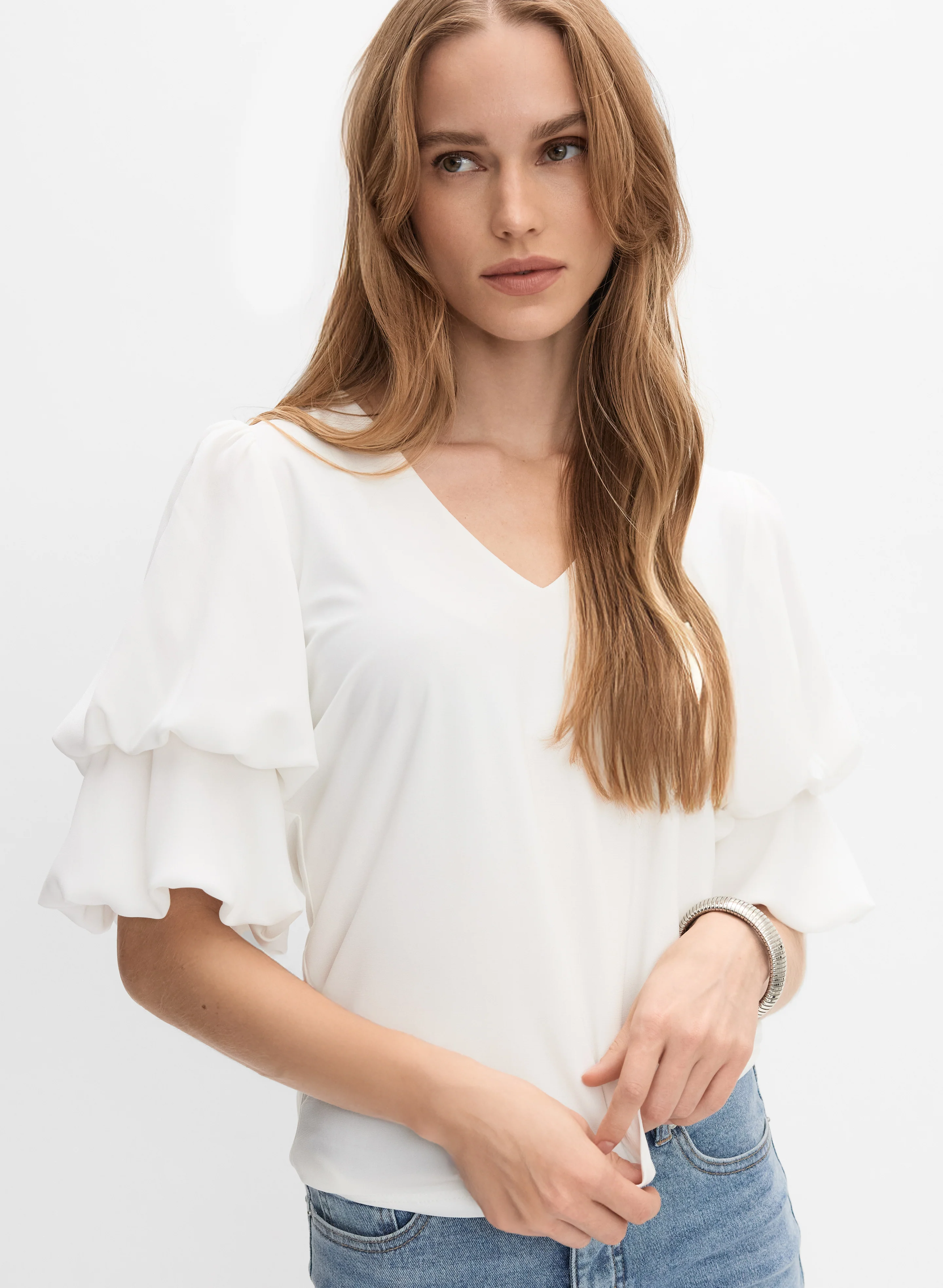 Pinched Puff Sleeve Top - Image 5