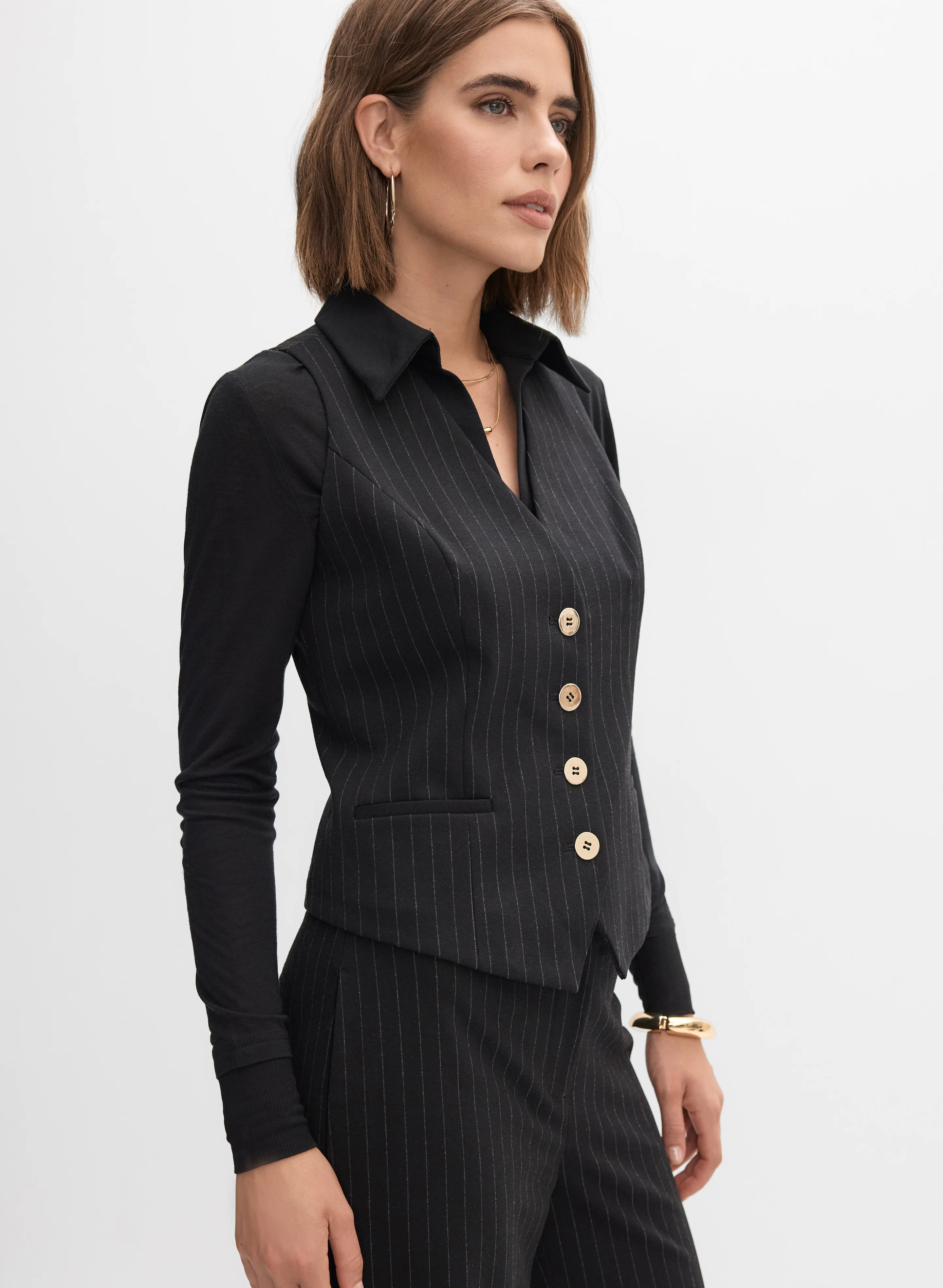 Pinstripe Button Vest - Image 9