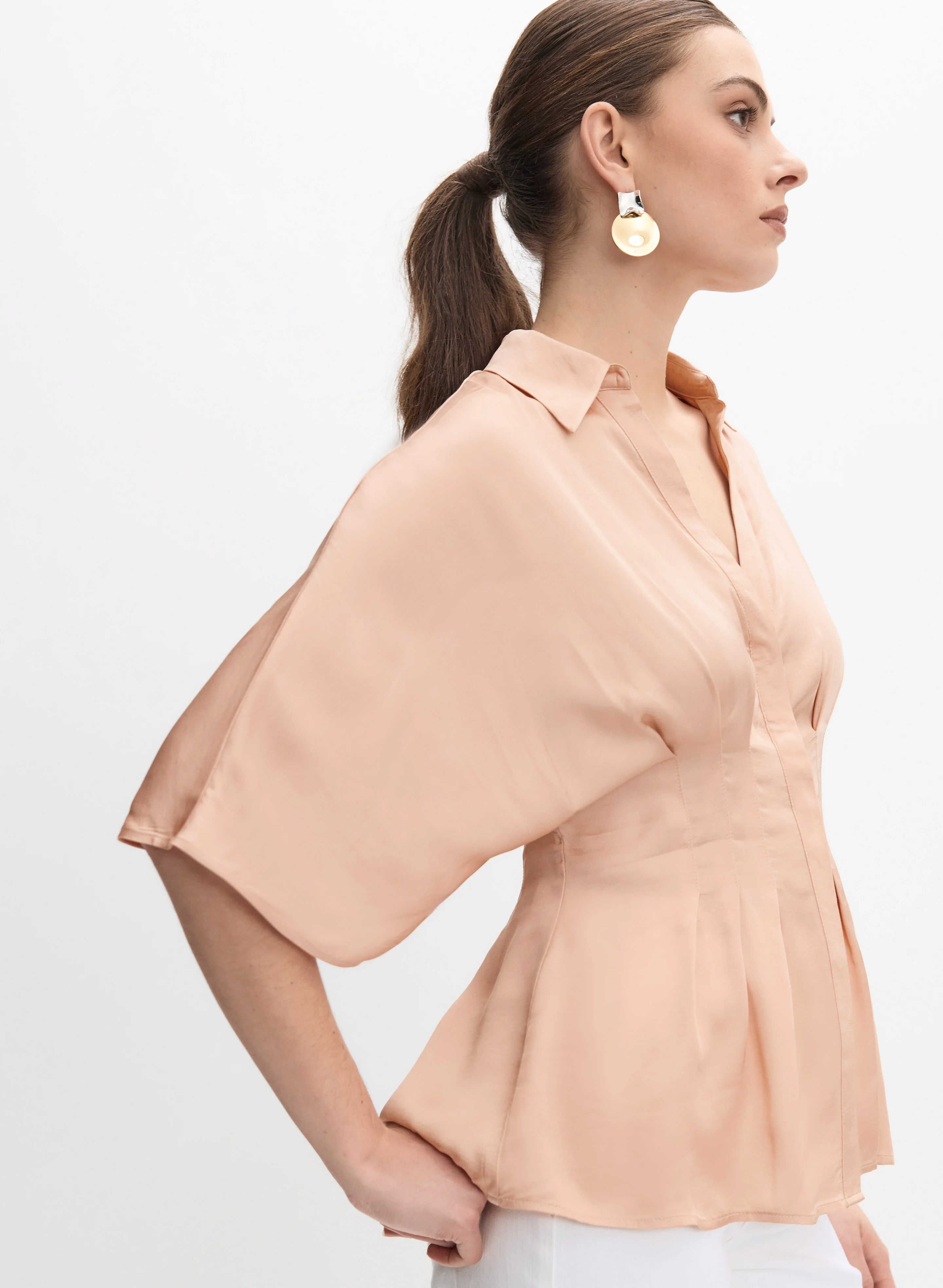 Pintuck Satin Blouse