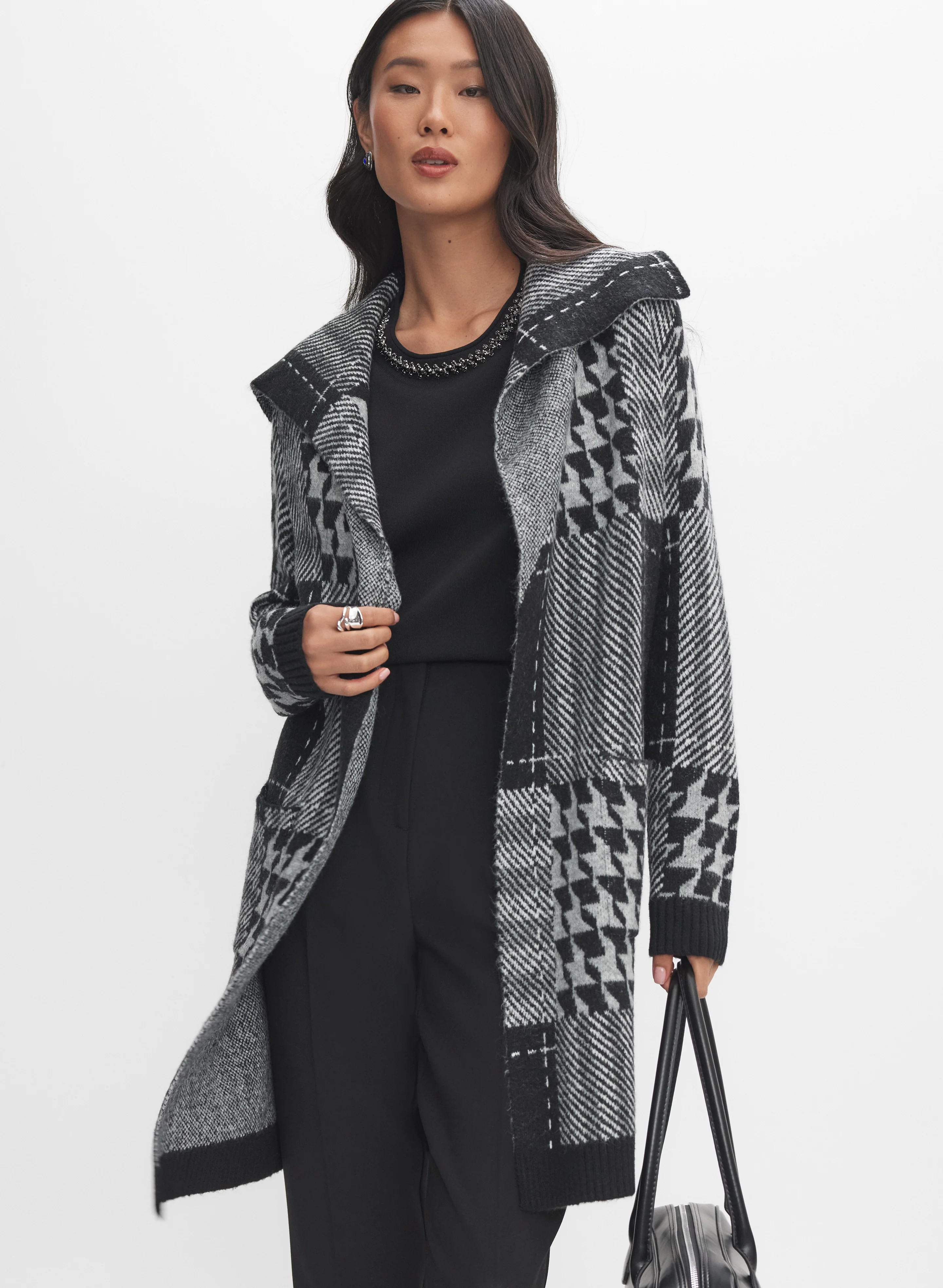 Plaid Knit Cardigan