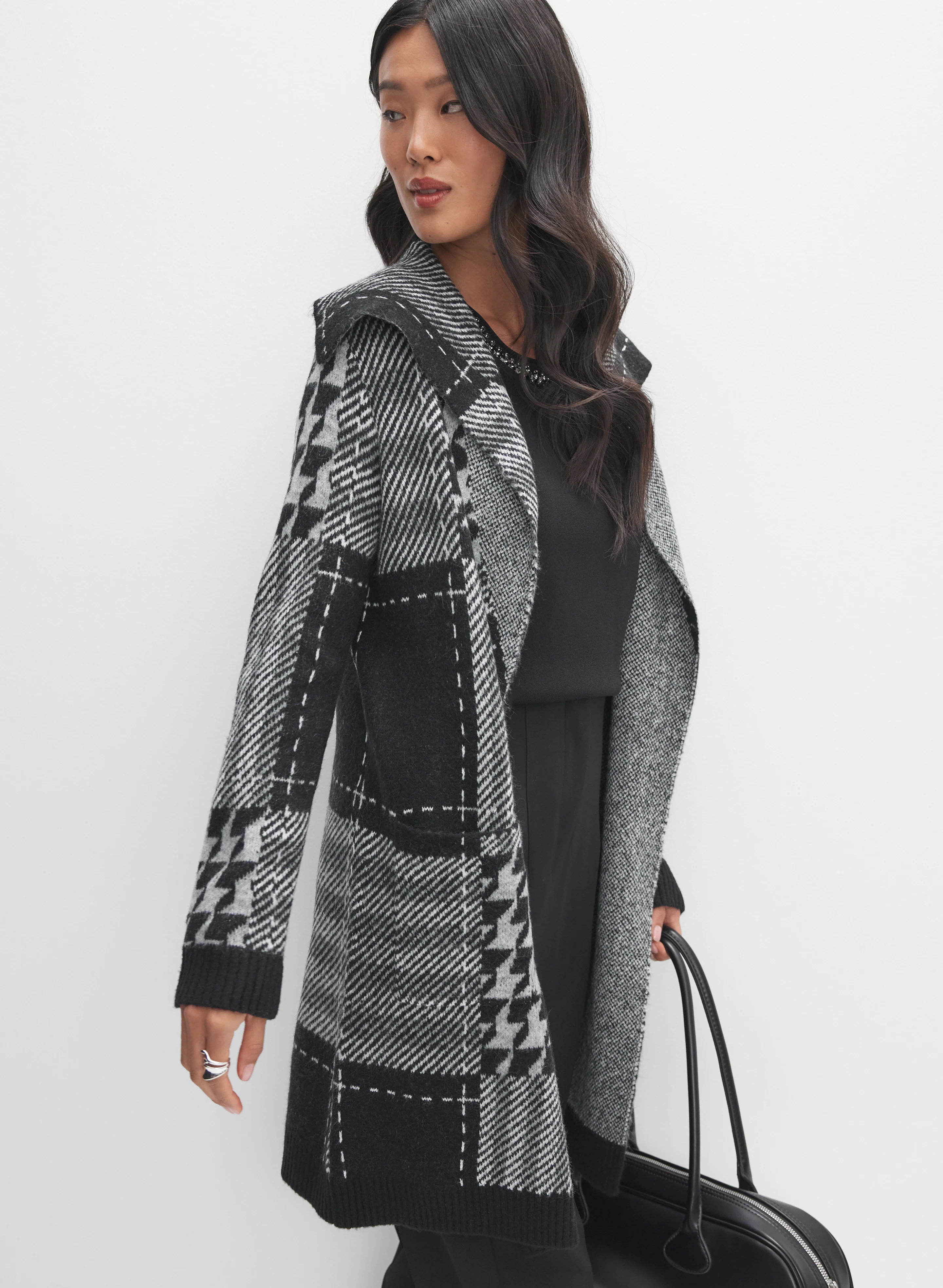 Plaid Knit Cardigan - Image 5