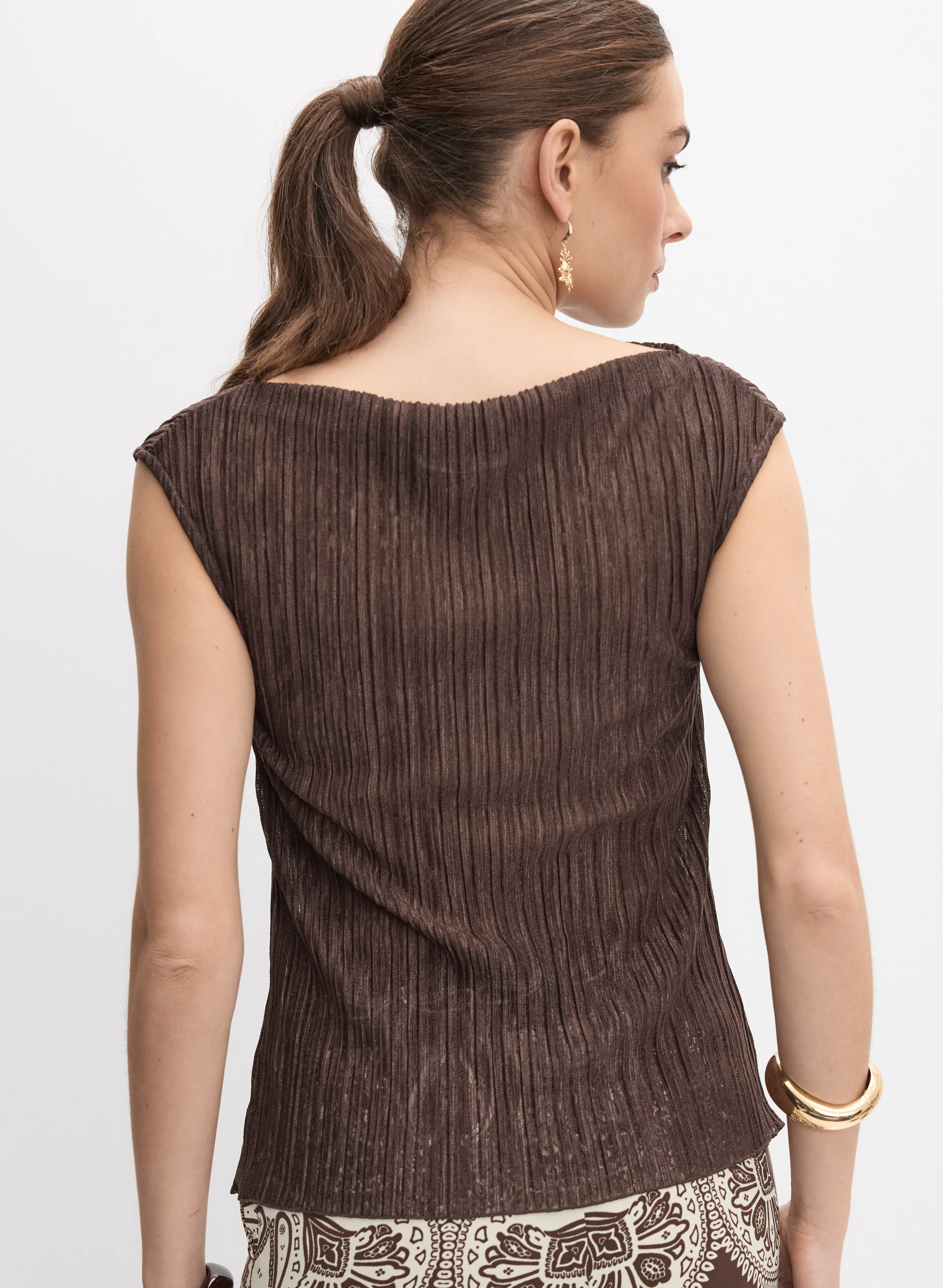 Pleated Slub Knit Top - Image 4