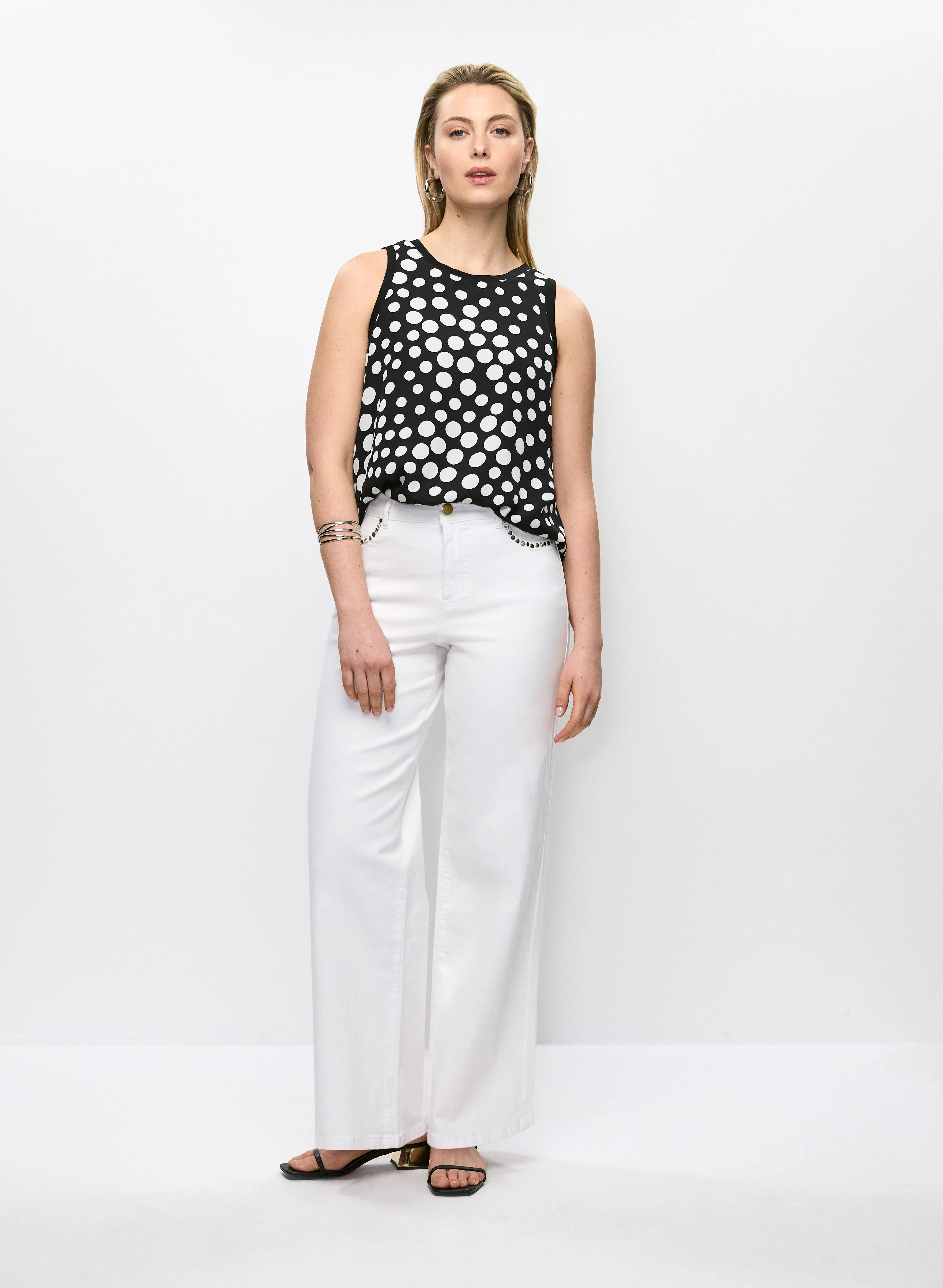 Polka Dot Blouse & Wide Leg Jeans