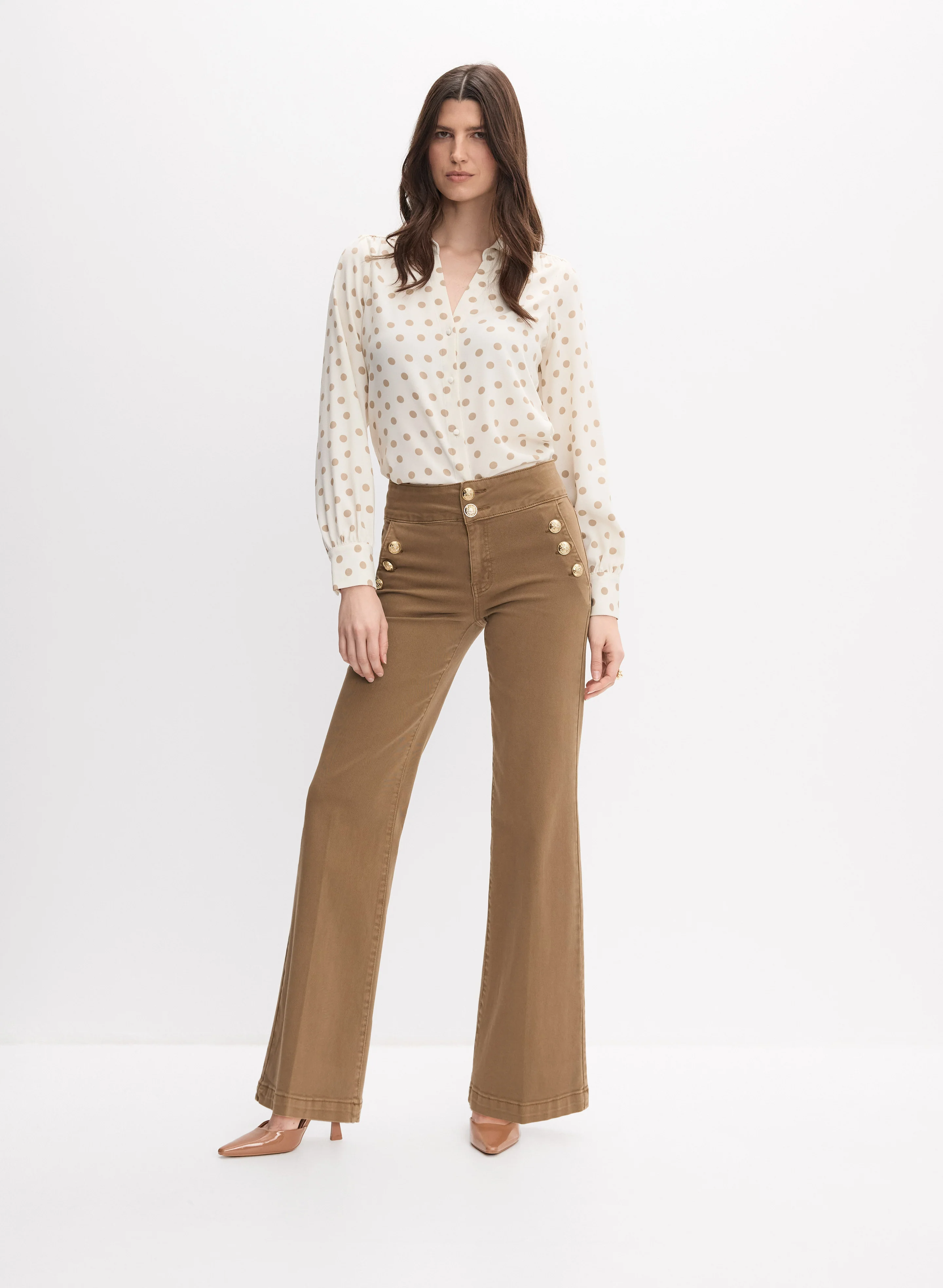 Polka Dot Button-Down Blouse - Image 3