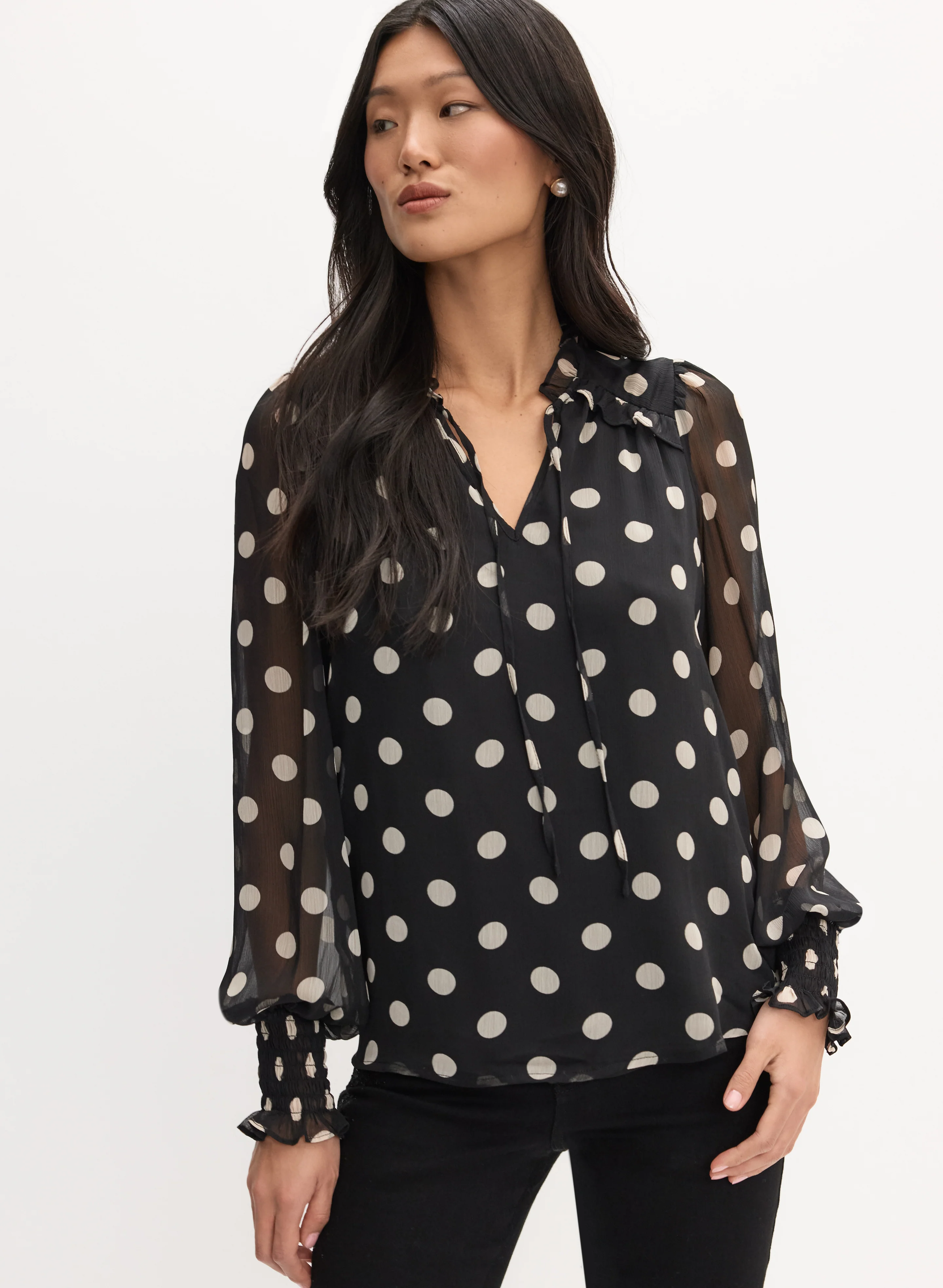 Polka Dot Print Blouse - Image 7