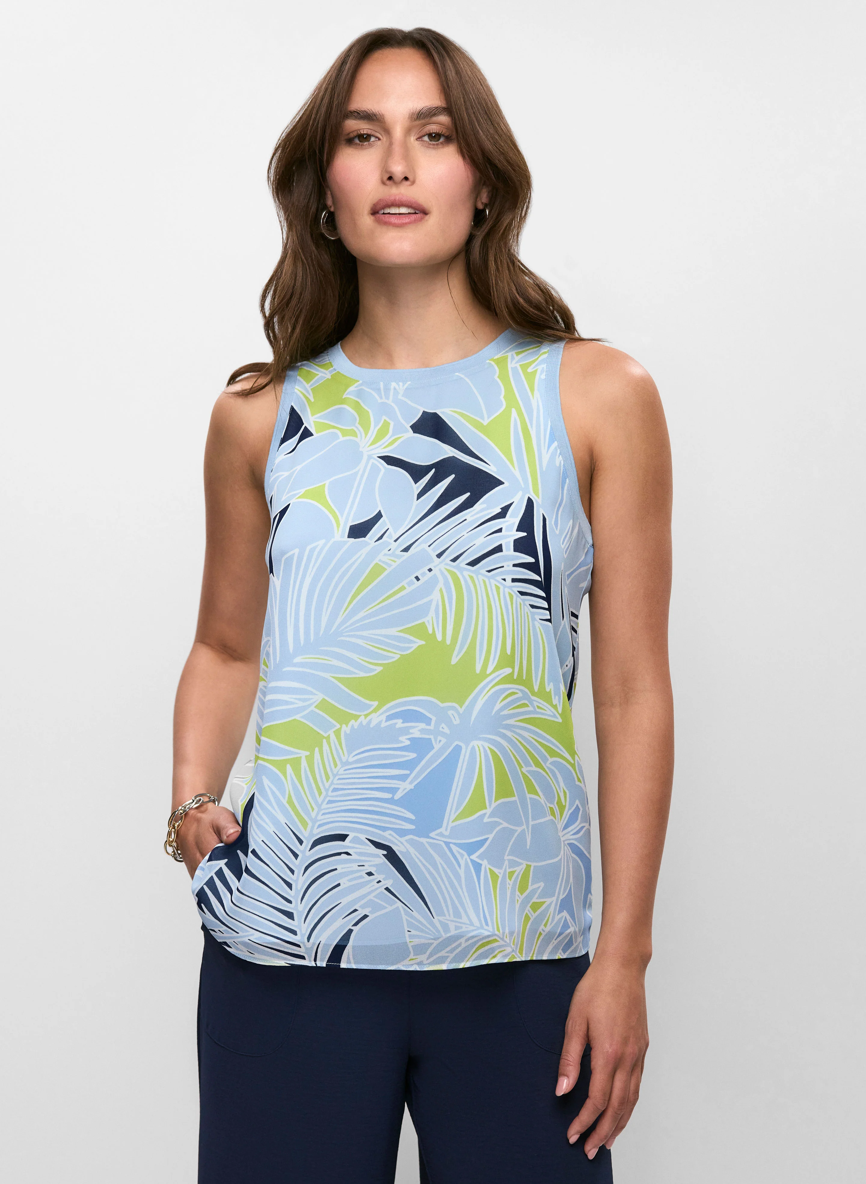 Sleeveless Palm Print Blouse - Image 5